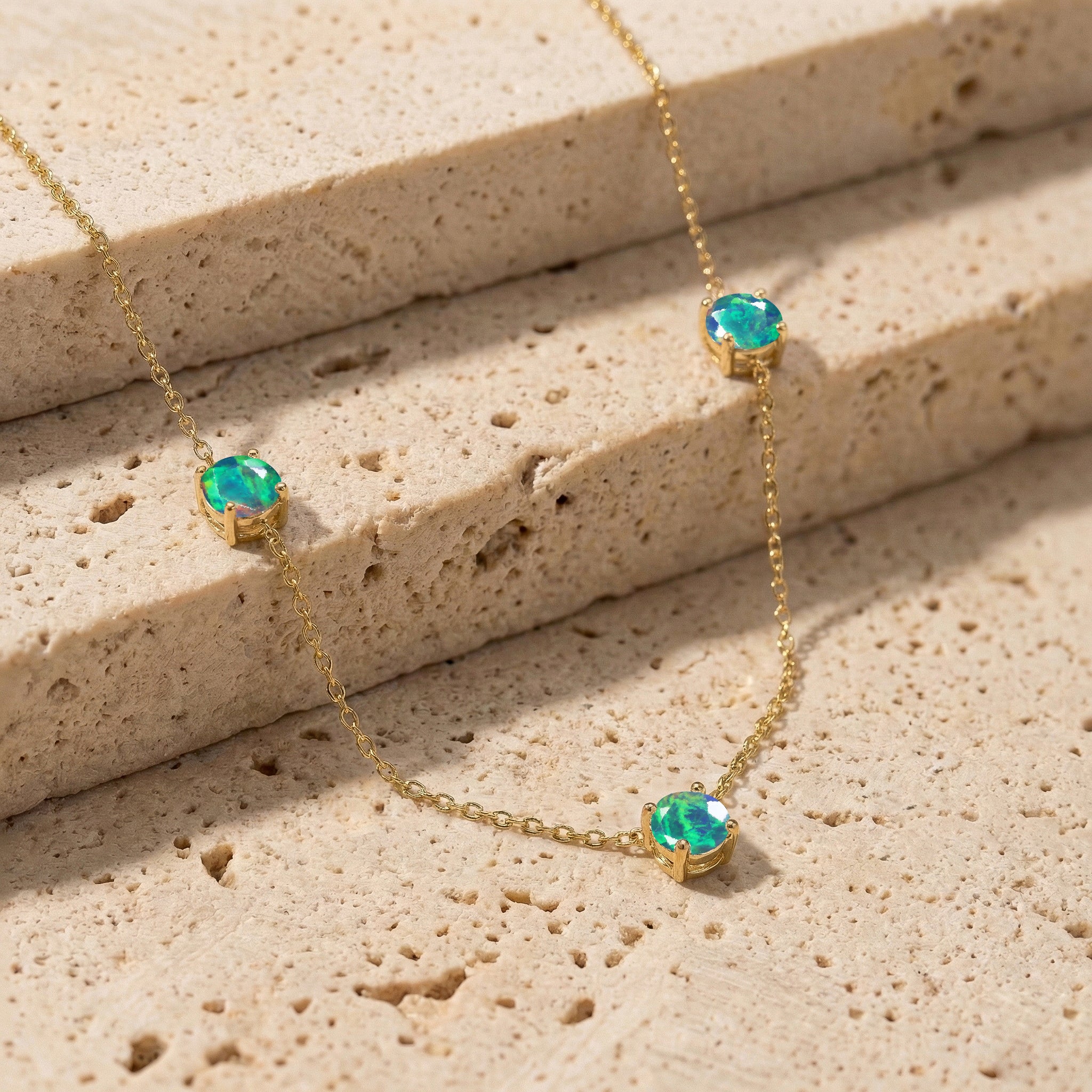 Elegant October birthstone Black Opal necklace for birthdays and special occasions.

