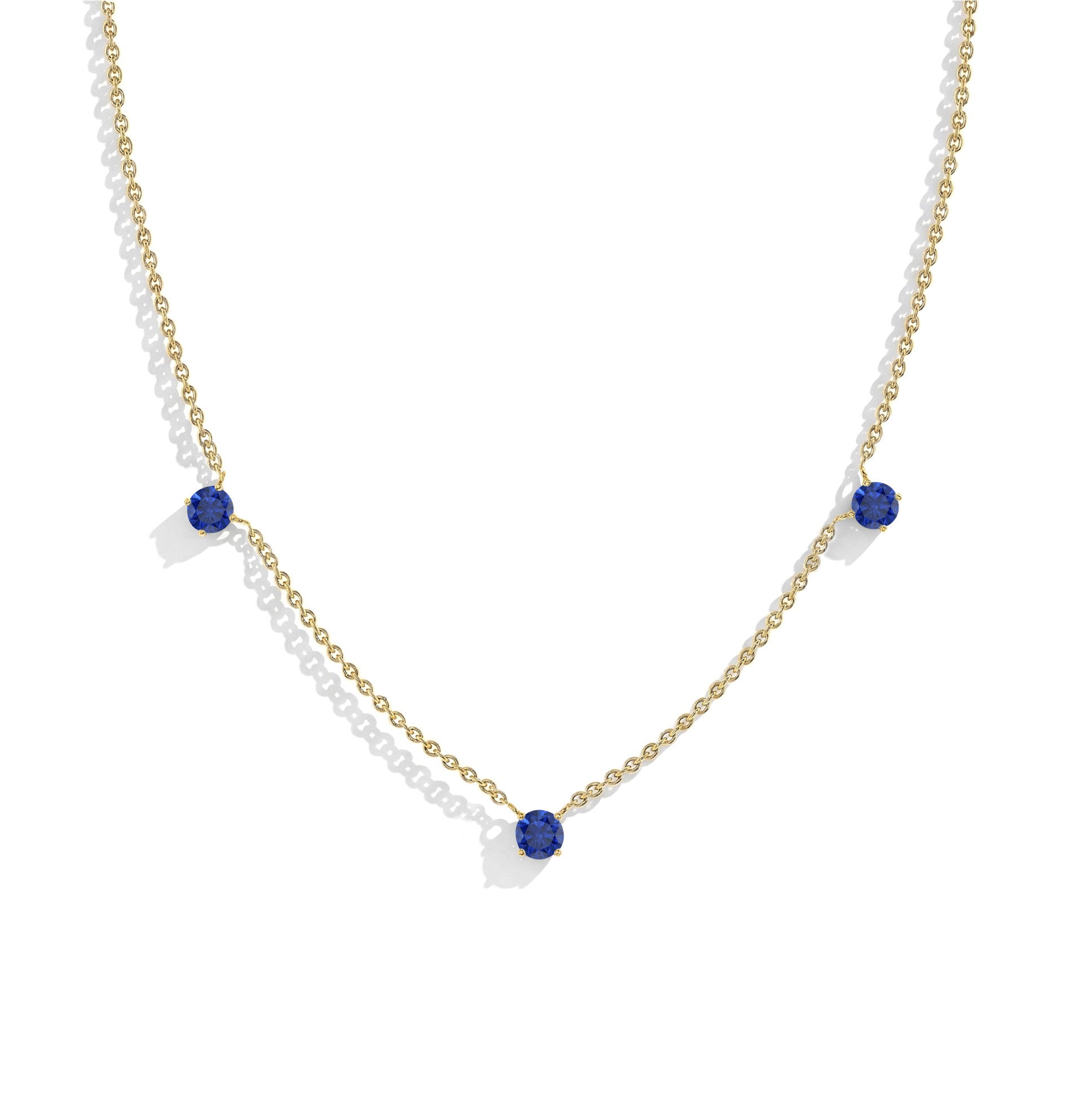 September birthstone jewelry gift featuring a timeless Blue Sapphire necklace design.
