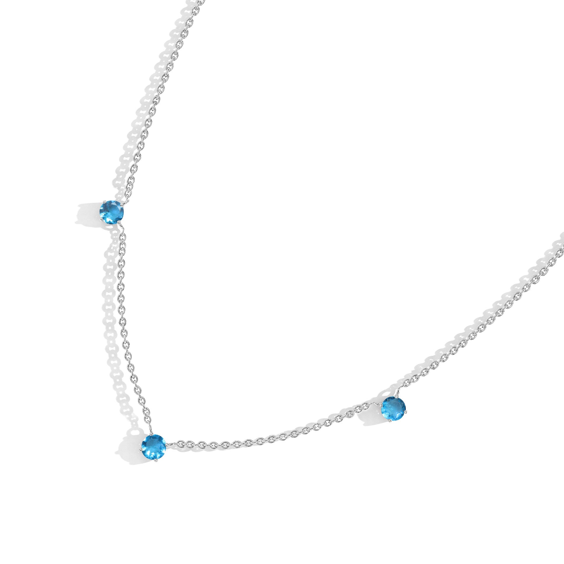 Classic Blue Topaz necklace crafted with sterling silver for birthdays, anniversaries, and celebrations.
