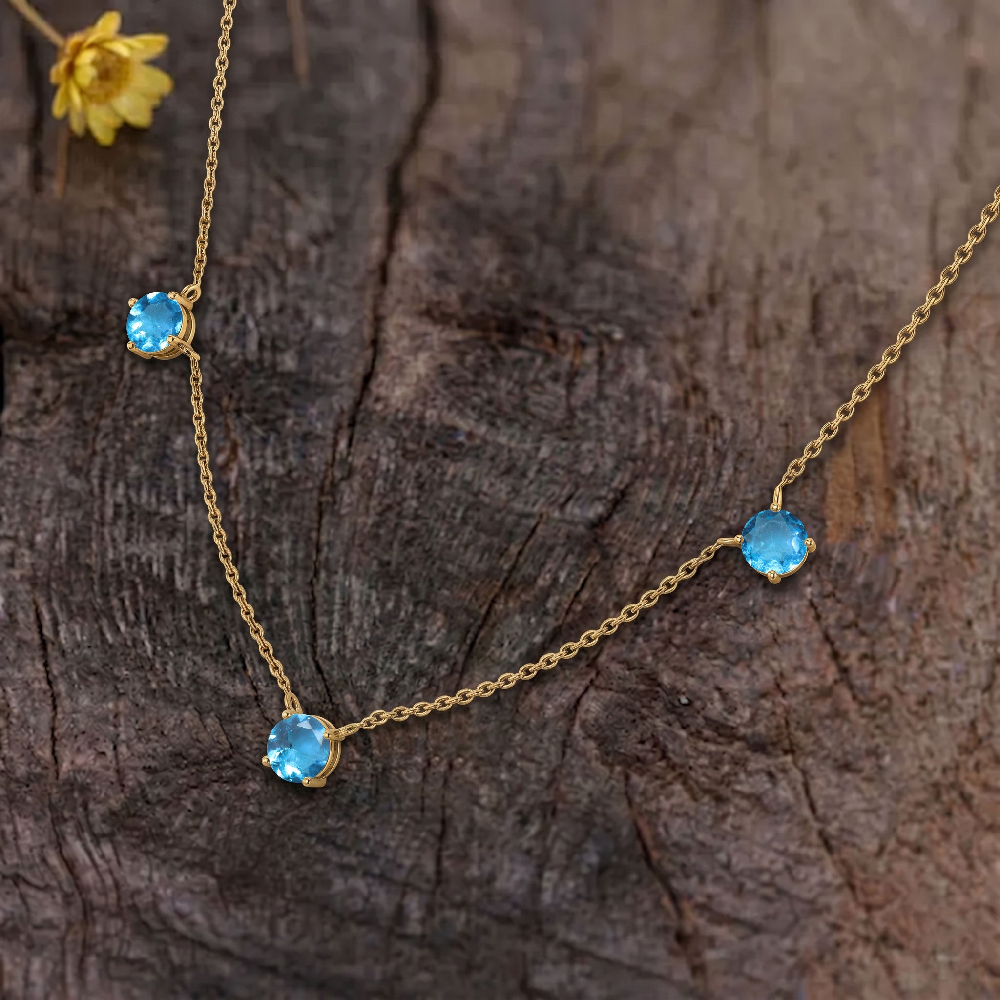 December birthstone Blue Topaz necklace made for women who love elegant gemstone jewelry.

