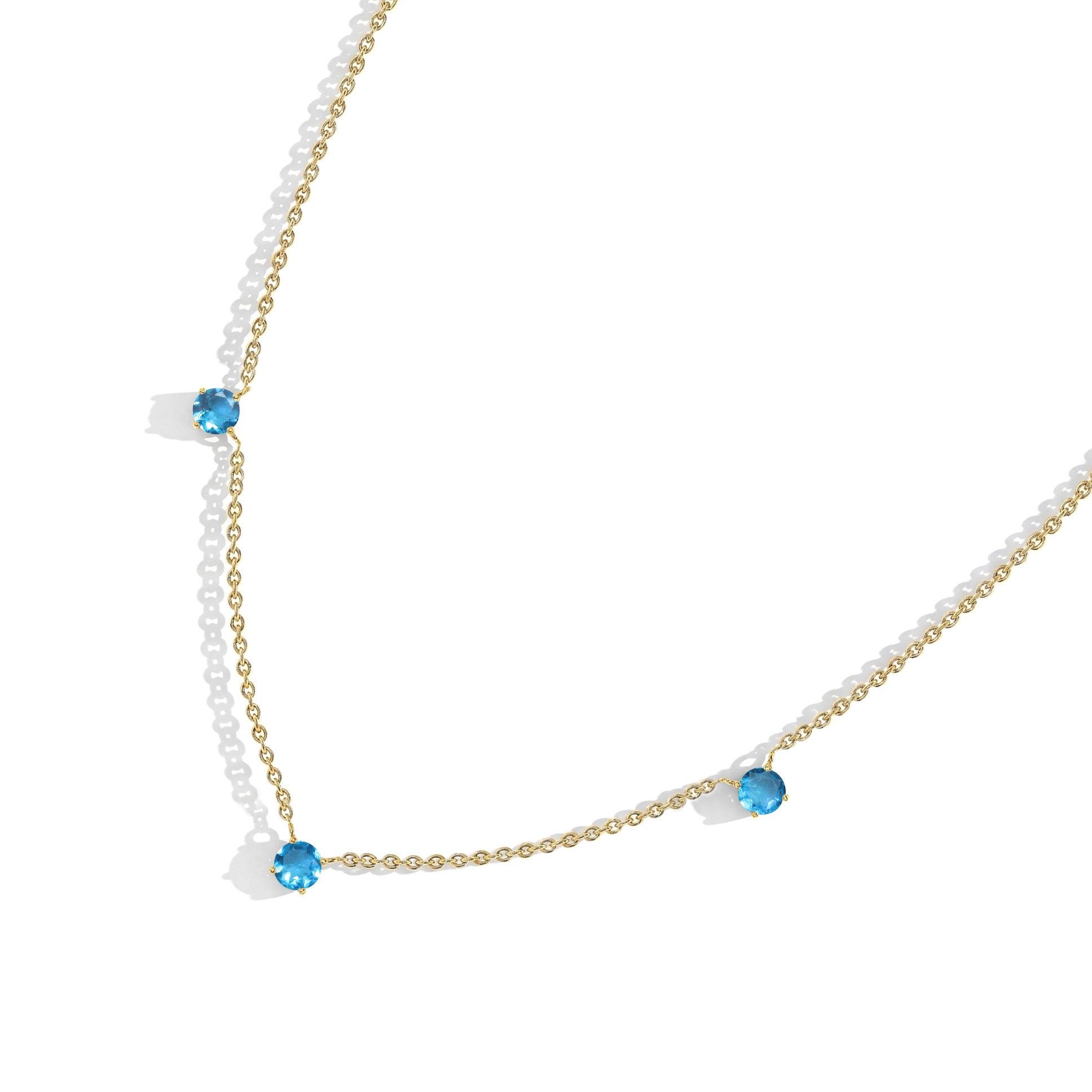 Elegant blue gemstone necklace featuring genuine Blue Topaz stones as a meaningful gift for her.
