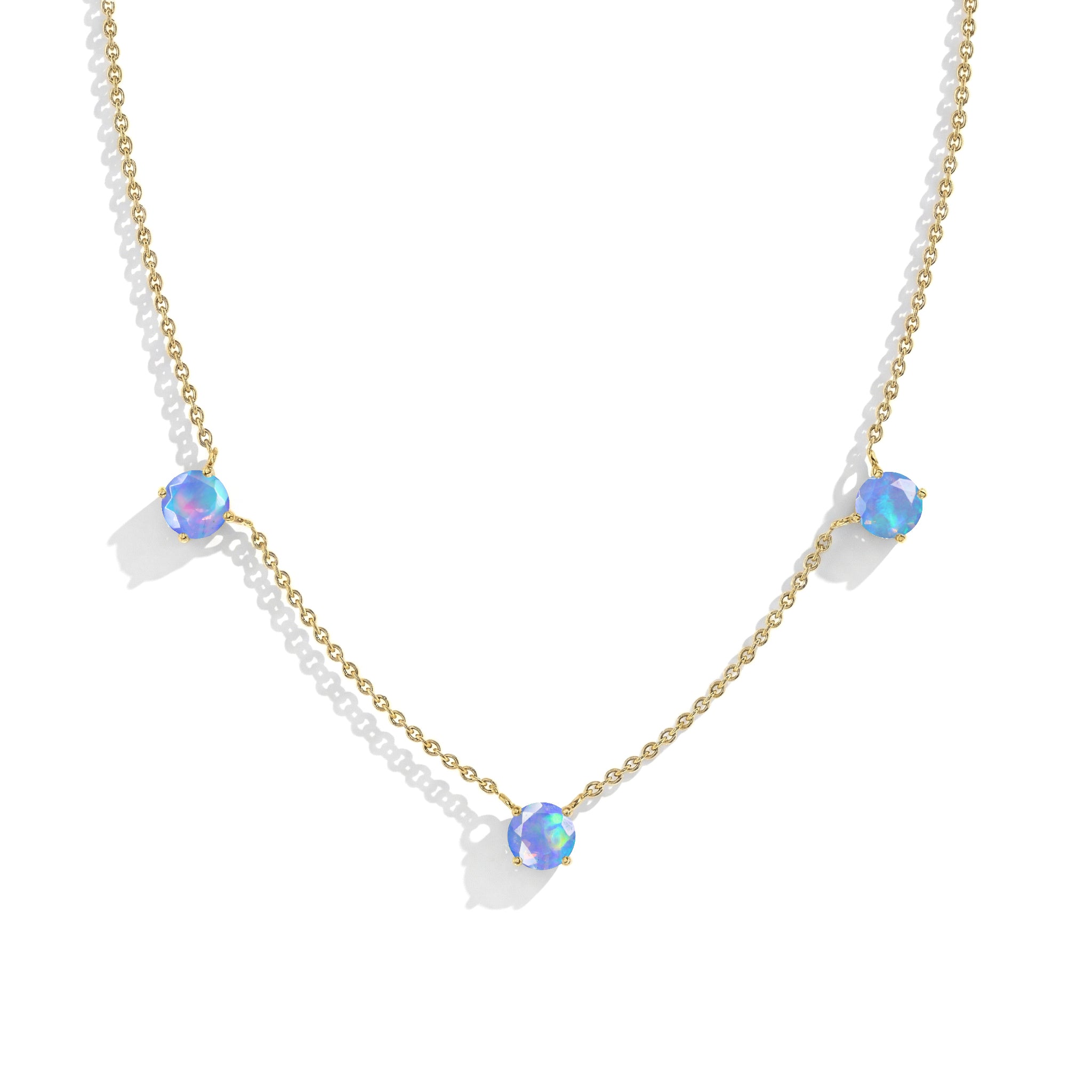 Lightweight sterling silver Blue Opal necklace for everyday elegant wear.
