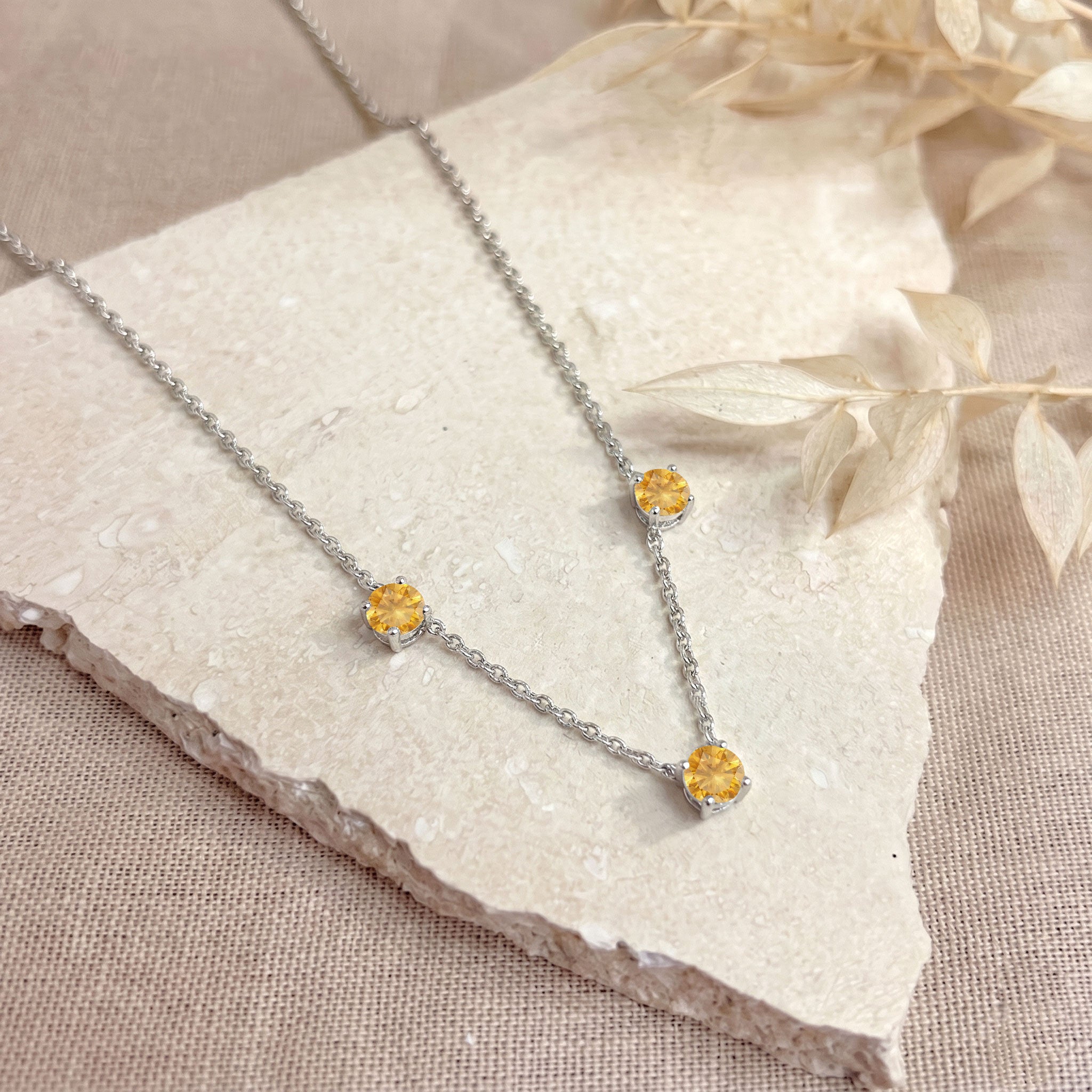 Elegant November birthstone Citrine necklace for birthdays and special occasions.
