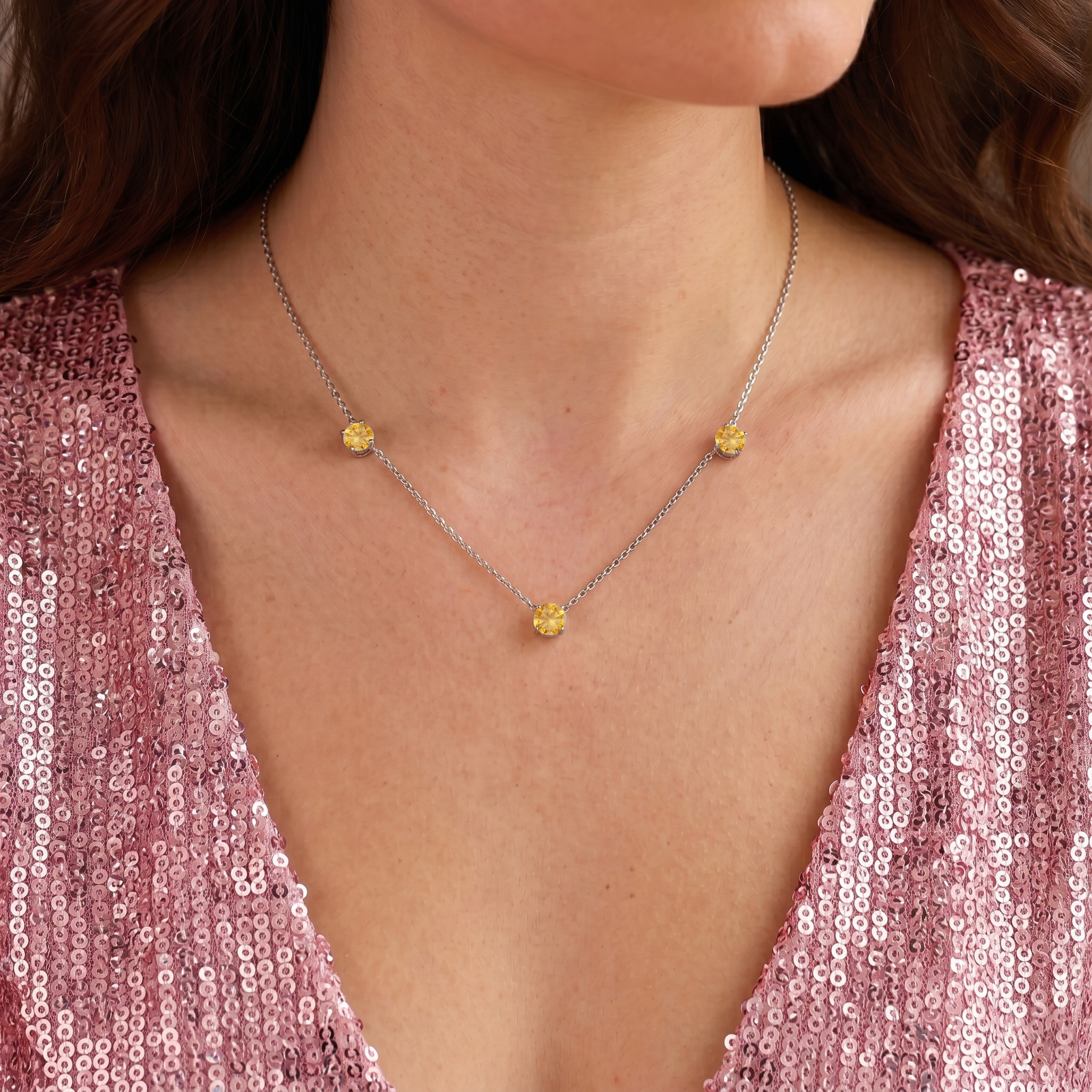 Dainty yellow gemstone necklace perfect as a thoughtful gift for her.
