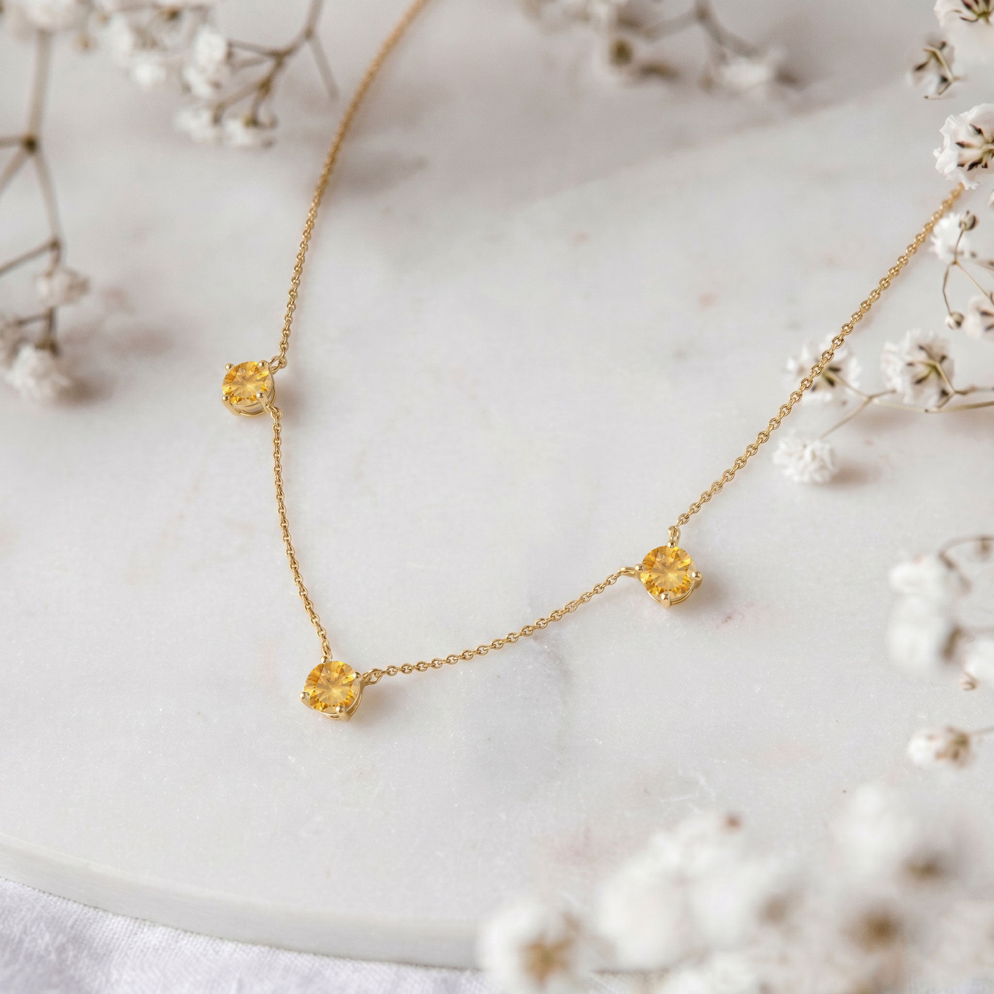 925 Sterling Silver Citrine necklace with adjustable 16 inch chain and extender.
