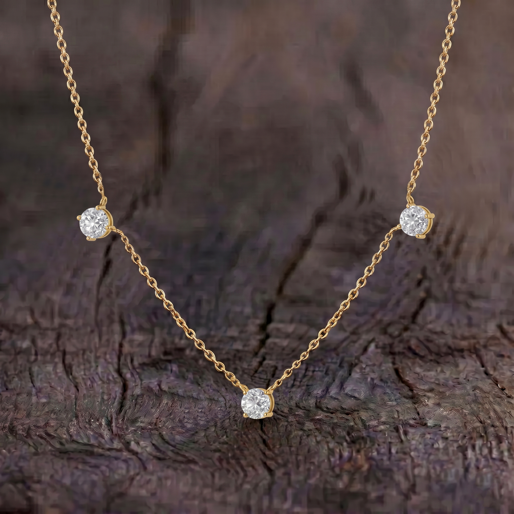 Dainty Moissanite station necklace with timeless fine jewelry appeal.