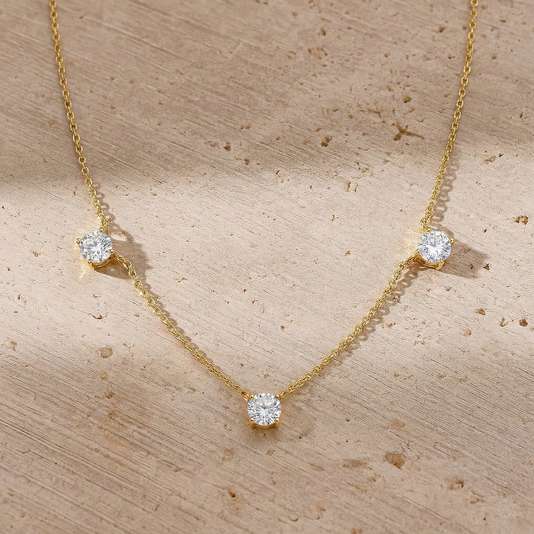 Dainty diamond alternative necklace designed for elegant everyday jewelry styling.
