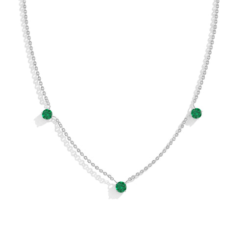 Dainty Emerald Station Necklace in Sterling Silver