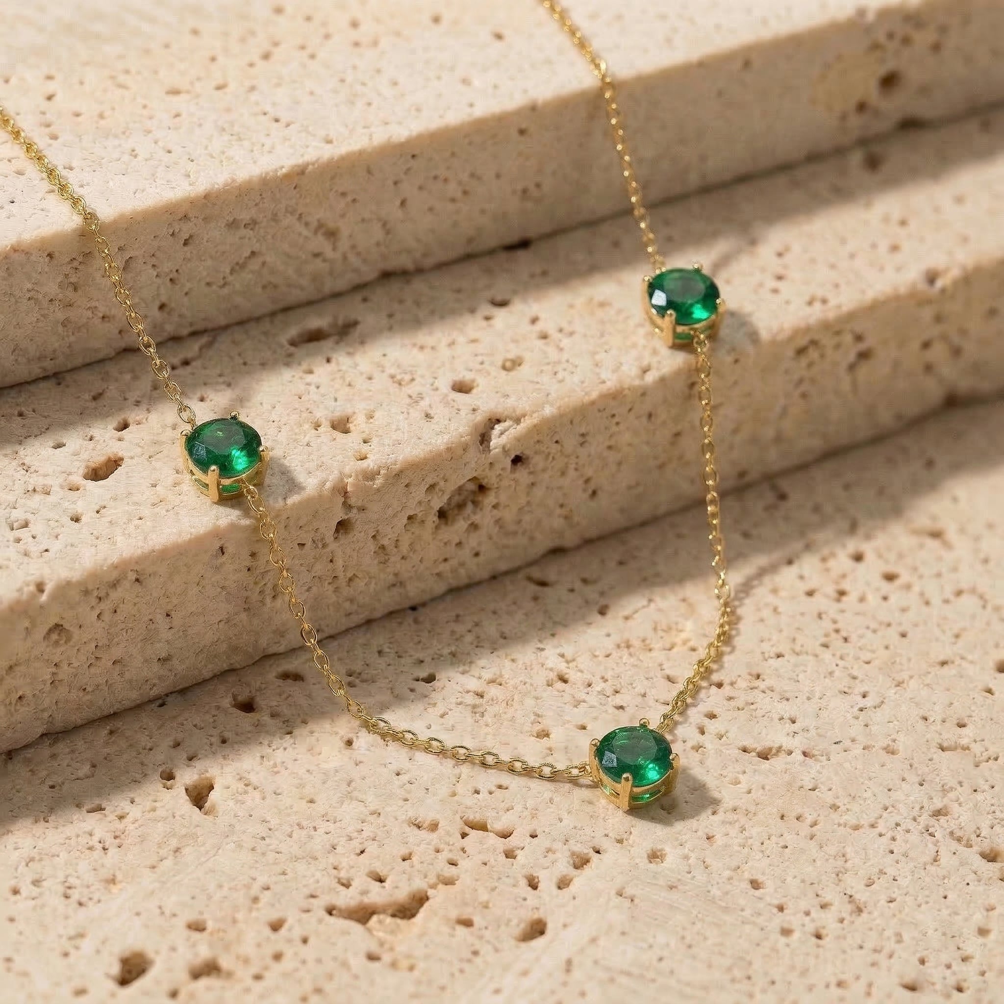 Elegant May birthstone Emerald necklace for birthdays and special occasions.
