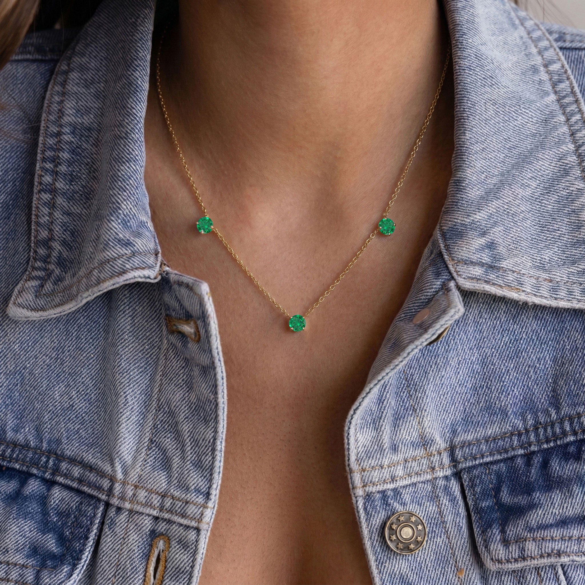 May birthstone jewelry gift featuring a timeless Emerald necklace design."