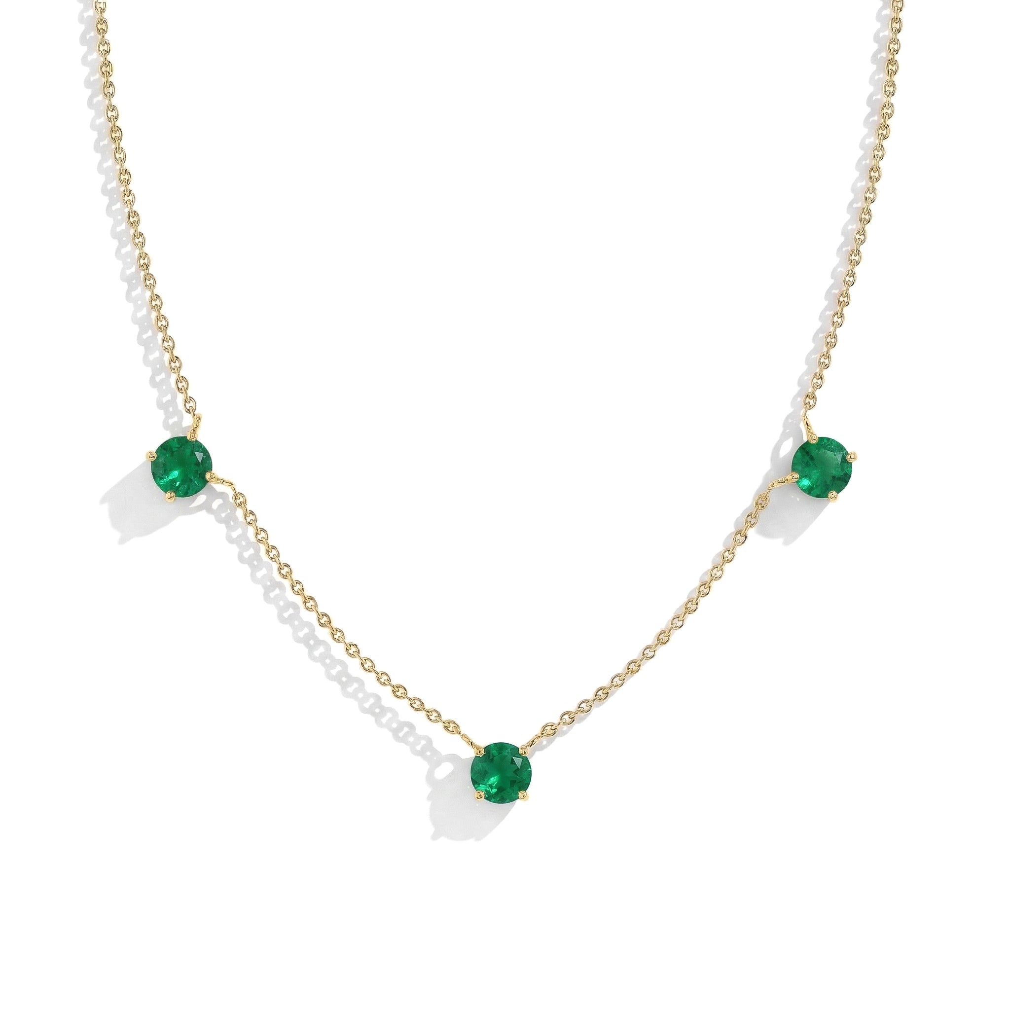 Green Emerald station necklace crafted for timeless everyday wear.