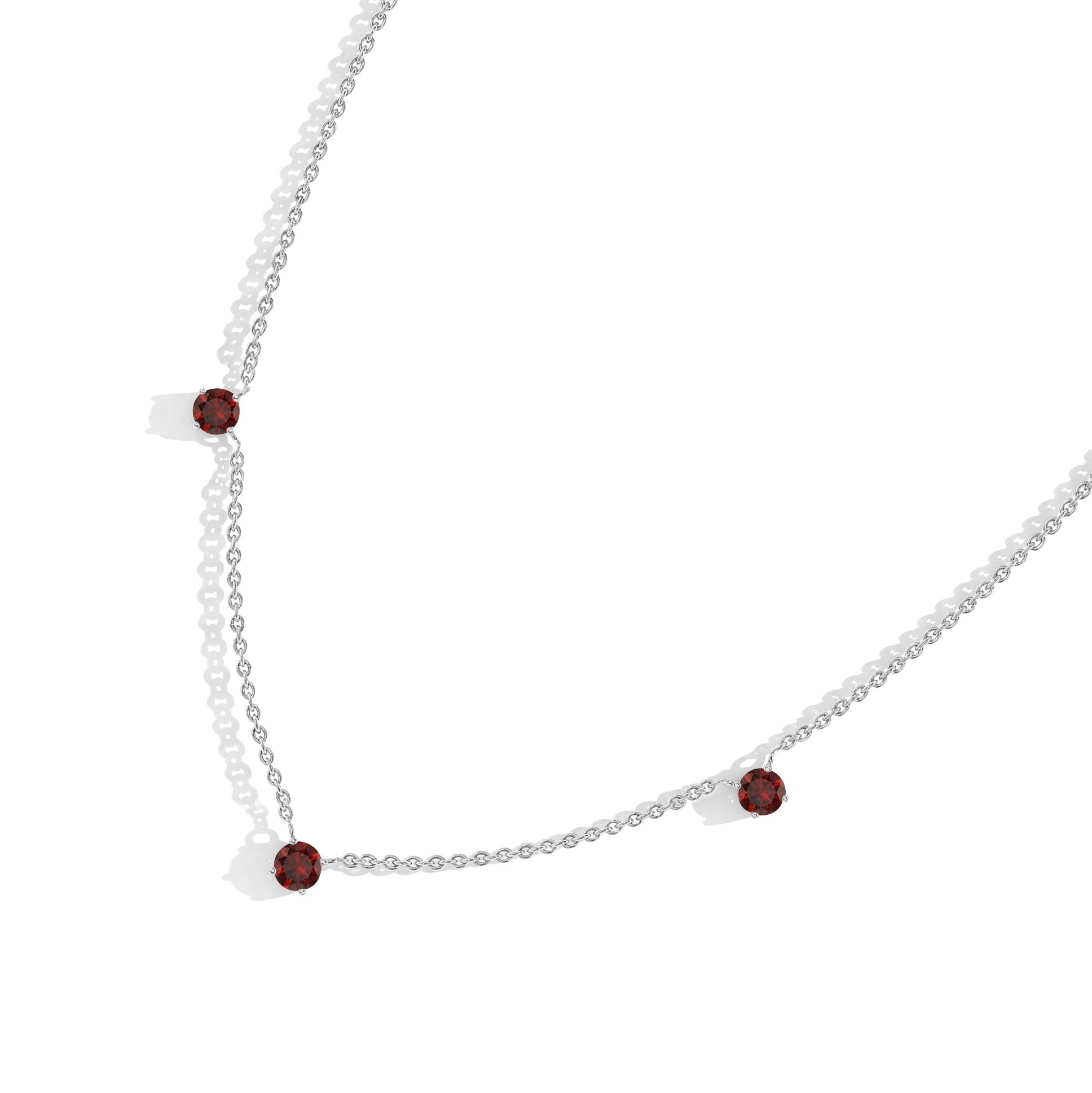 Lightweight sterling silver Garnet necklace for daily wear and layering.
