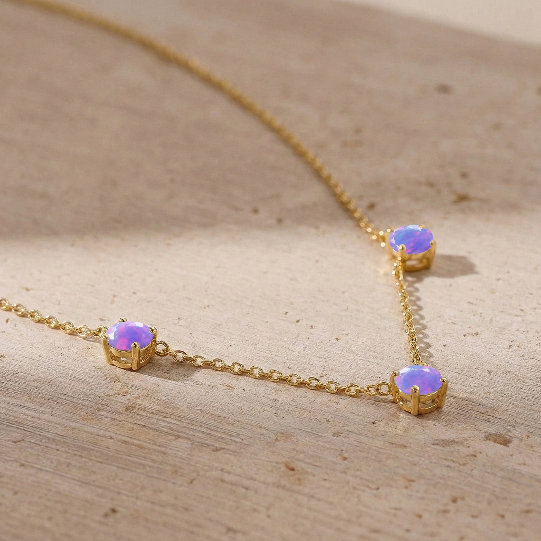 October birthstone Lavender Opal necklace perfect for birthdays and special occasions.
