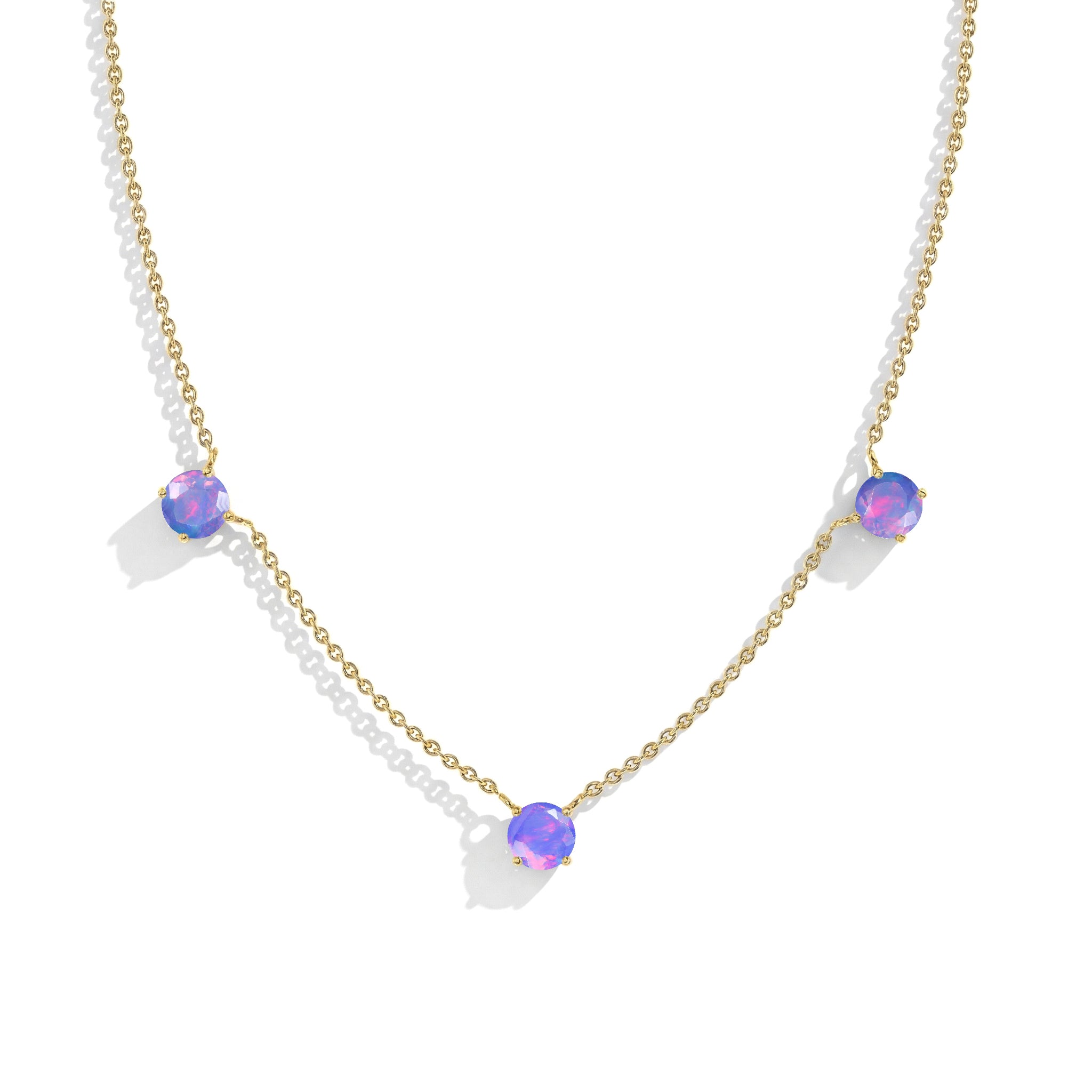 Lightweight sterling silver Lavender Opal necklace for daily wear and layering.
