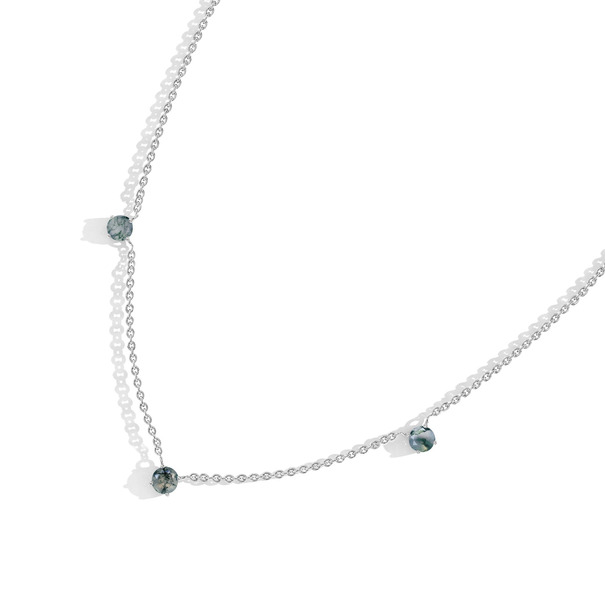 Natural gemstone jewelry gift featuring a timeless Moss Agate necklace design.
