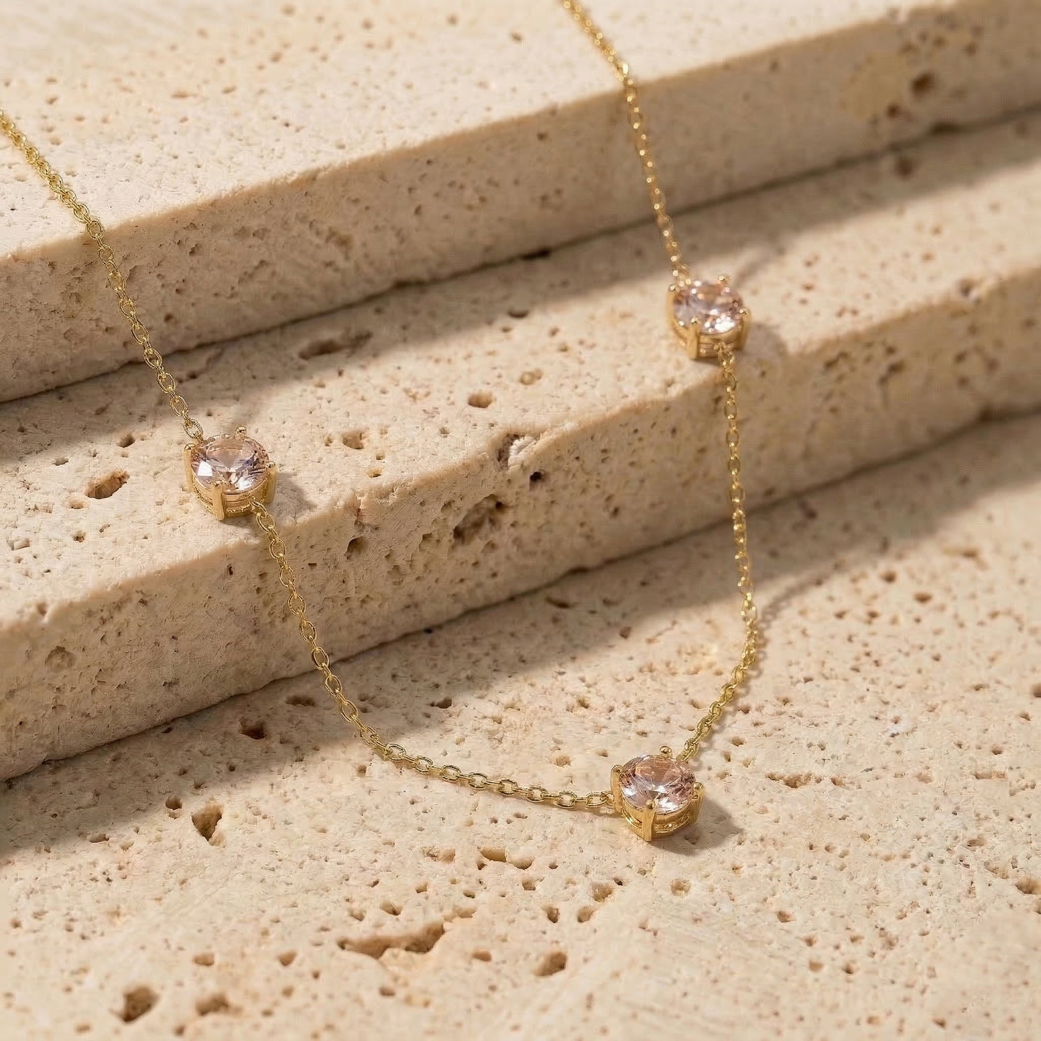 Handmade Morganite Necklace with Adjustable Sterling Silver Chain
