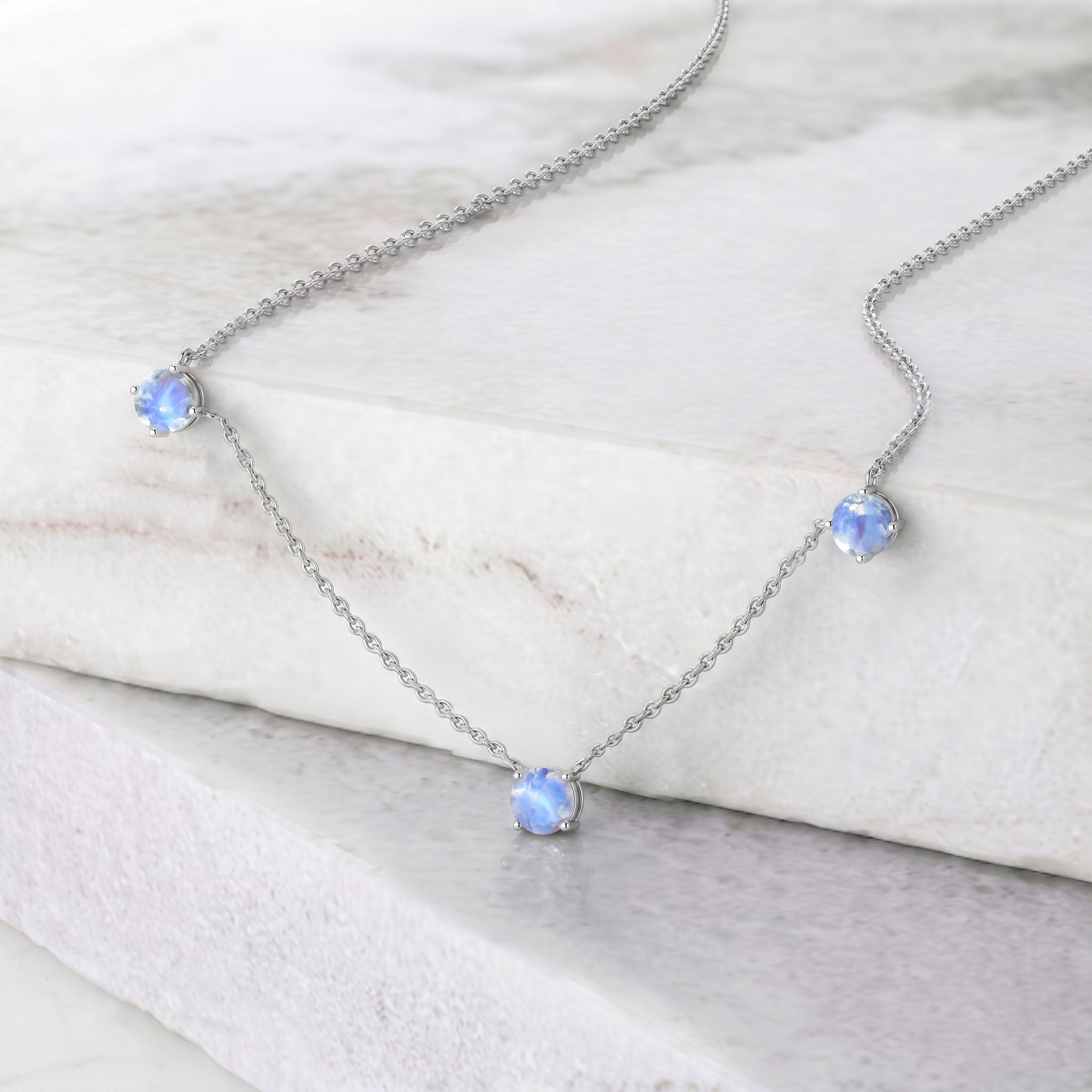 925 Sterling Silver Moonstone necklace with adjustable 16 inch chain and extender.
