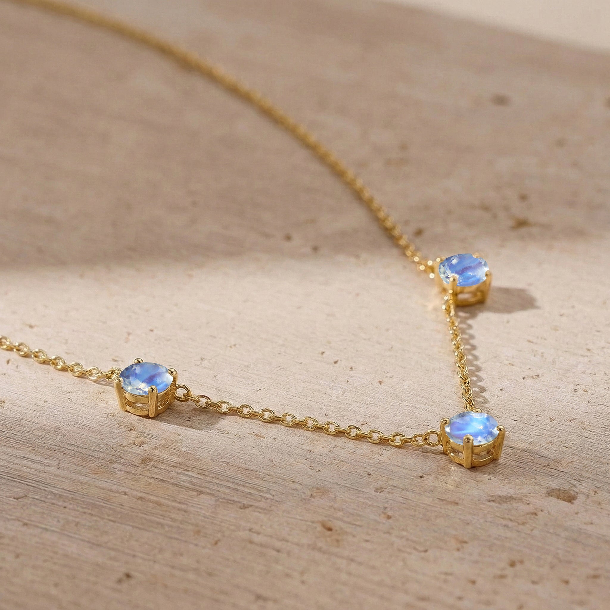 June Birthstone Moonstone Necklace for Women with Adjustable Chain
