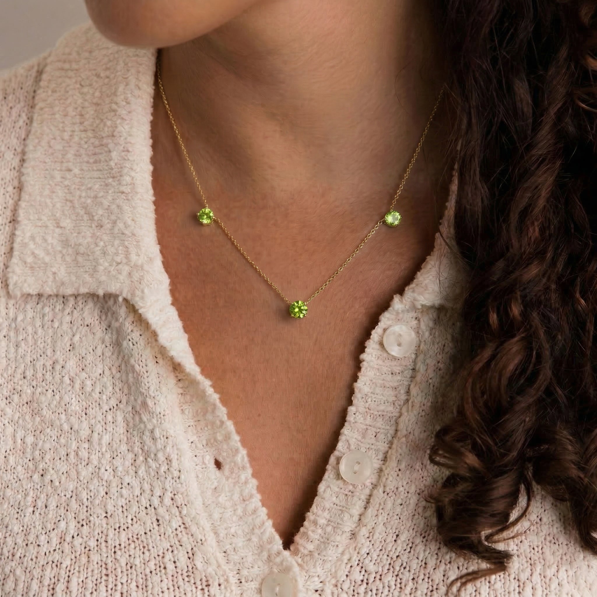 Premium Peridot Jewelry Necklace with Classic Station Design
