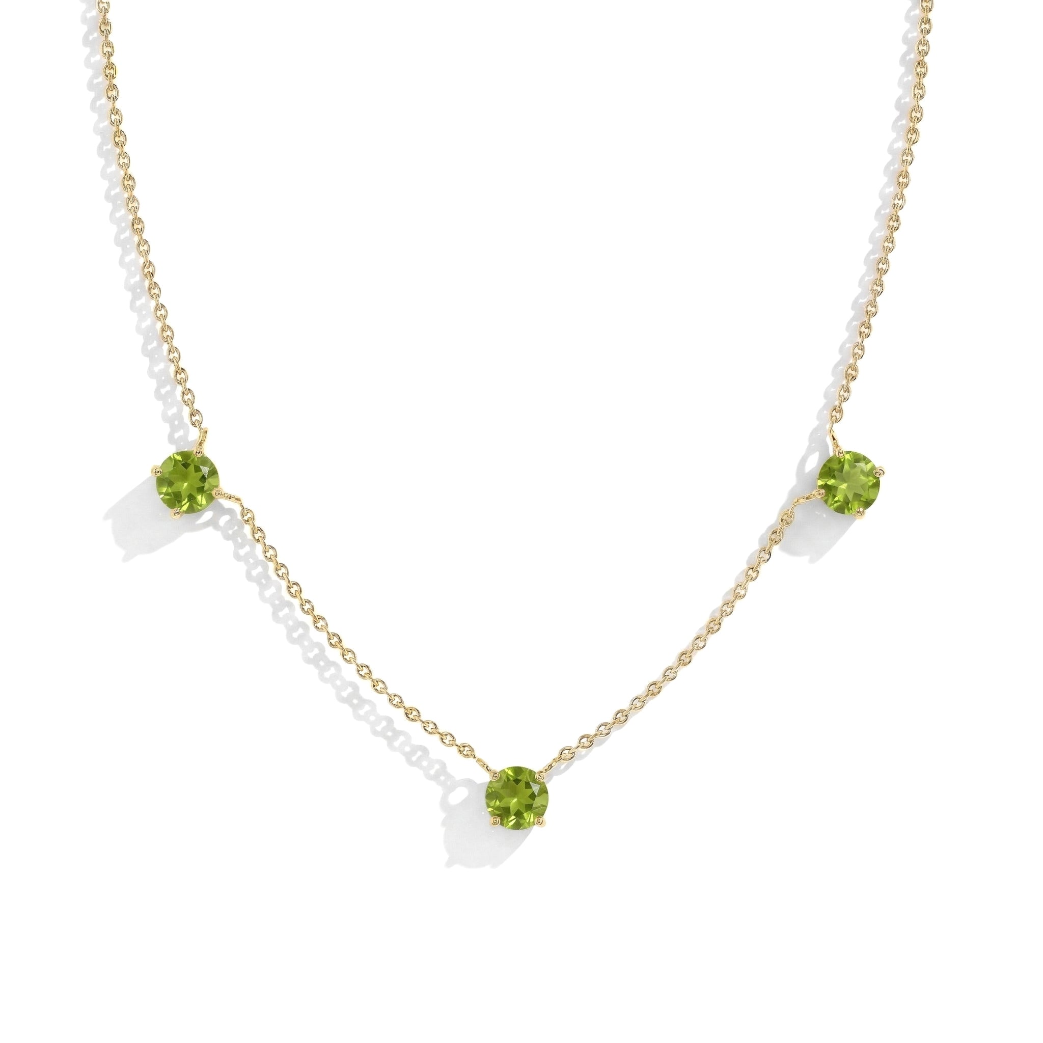 Modern Peridot Station Necklace with Delicate Green Gemstone Accents
