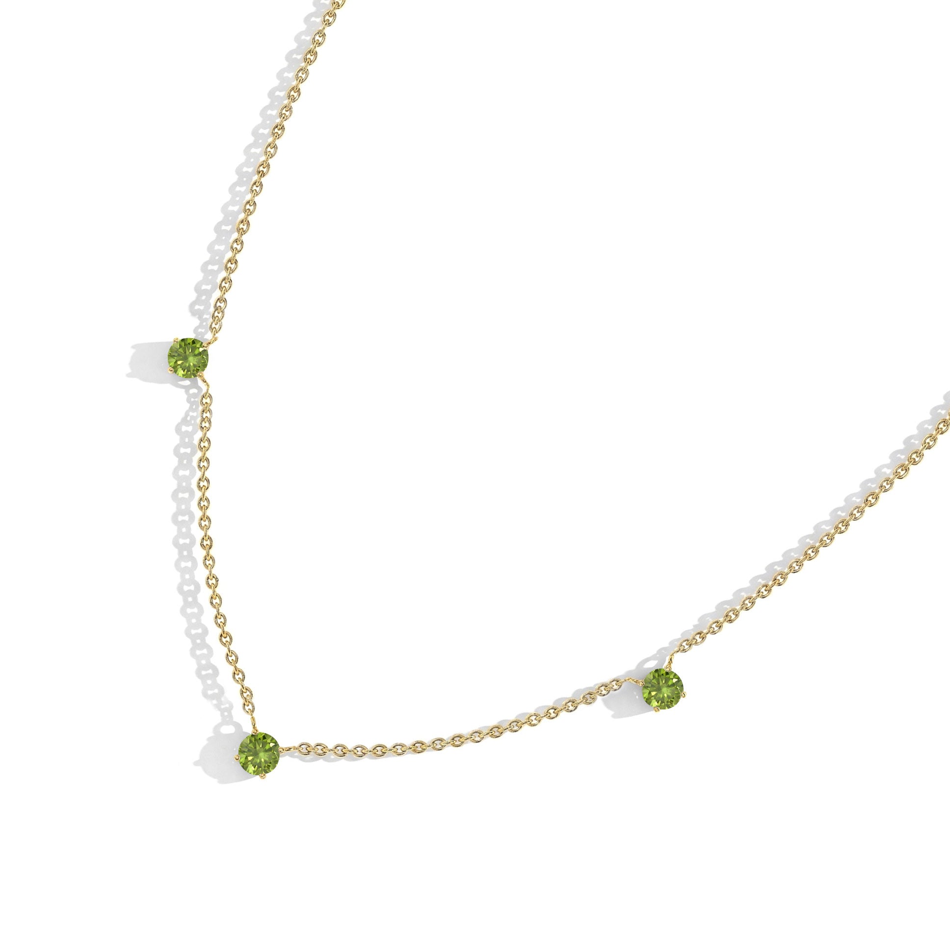 Natural Peridot Necklace for Women in Sterling Silver and Yellow Gold Filled