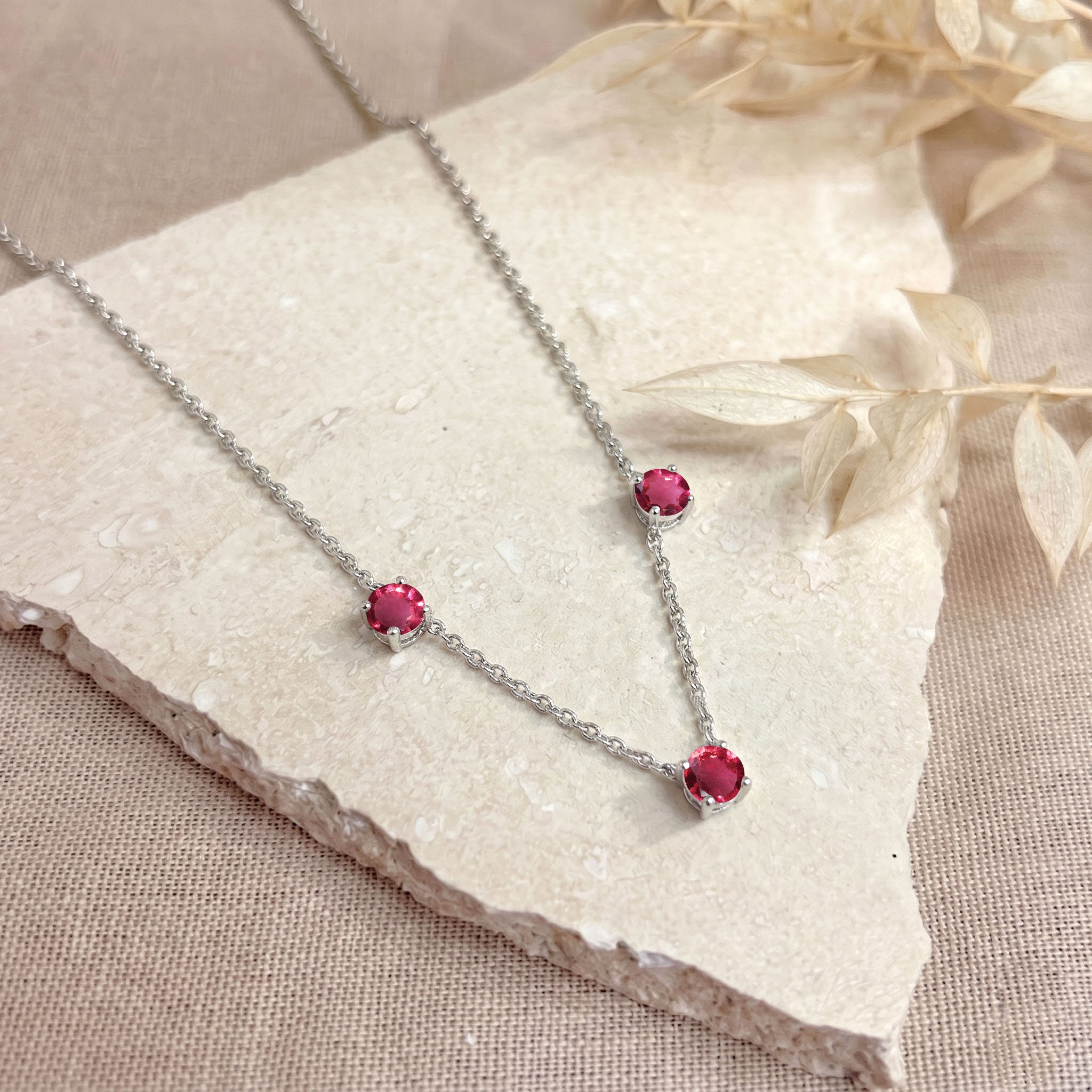 925 Sterling Silver Pink Tourmaline necklace with adjustable 16 inch chain and extender.
