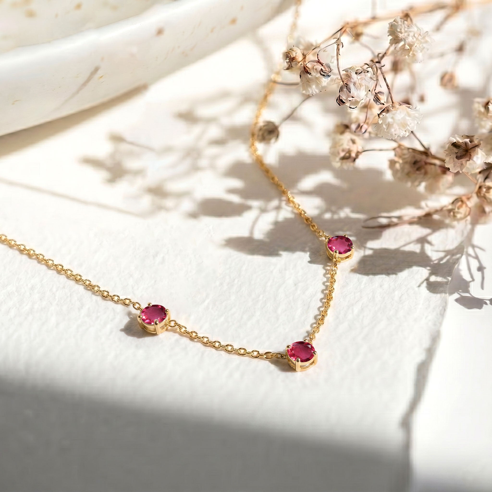 October birthstone Pink Tourmaline necklace perfect for birthdays and special occasions.
