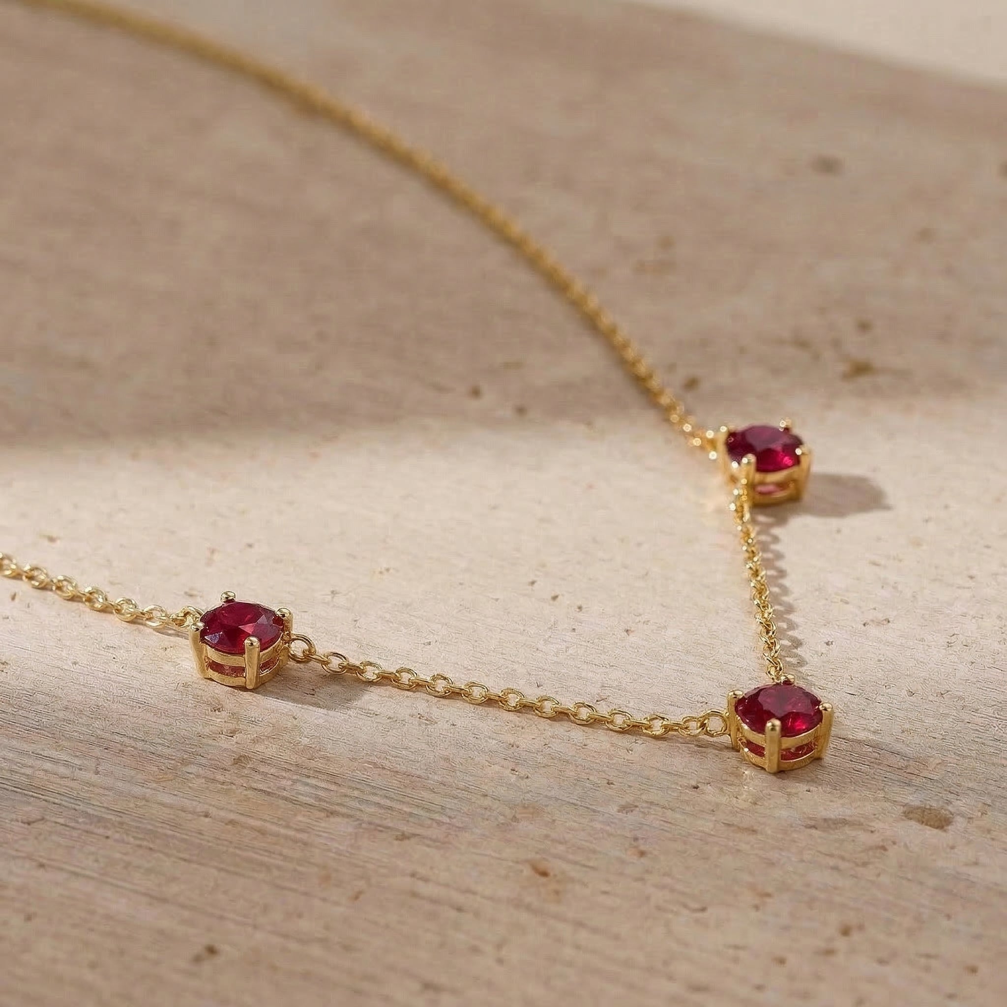 July birthstone Ruby necklace perfect for birthdays and special occasions.
