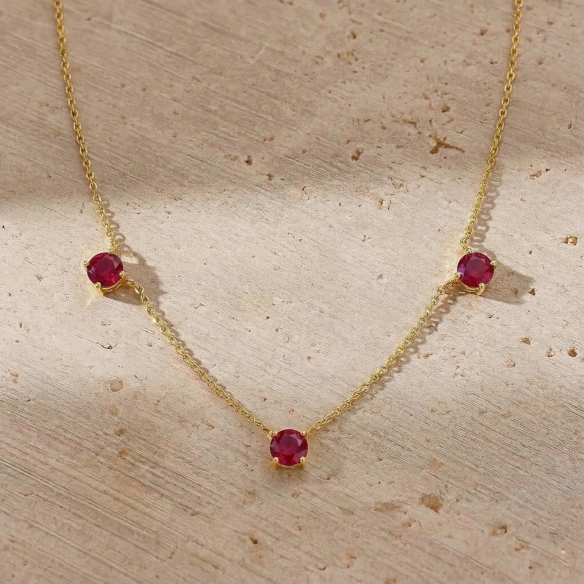 Dainty red gemstone necklace designed for elegant everyday jewelry styling.

