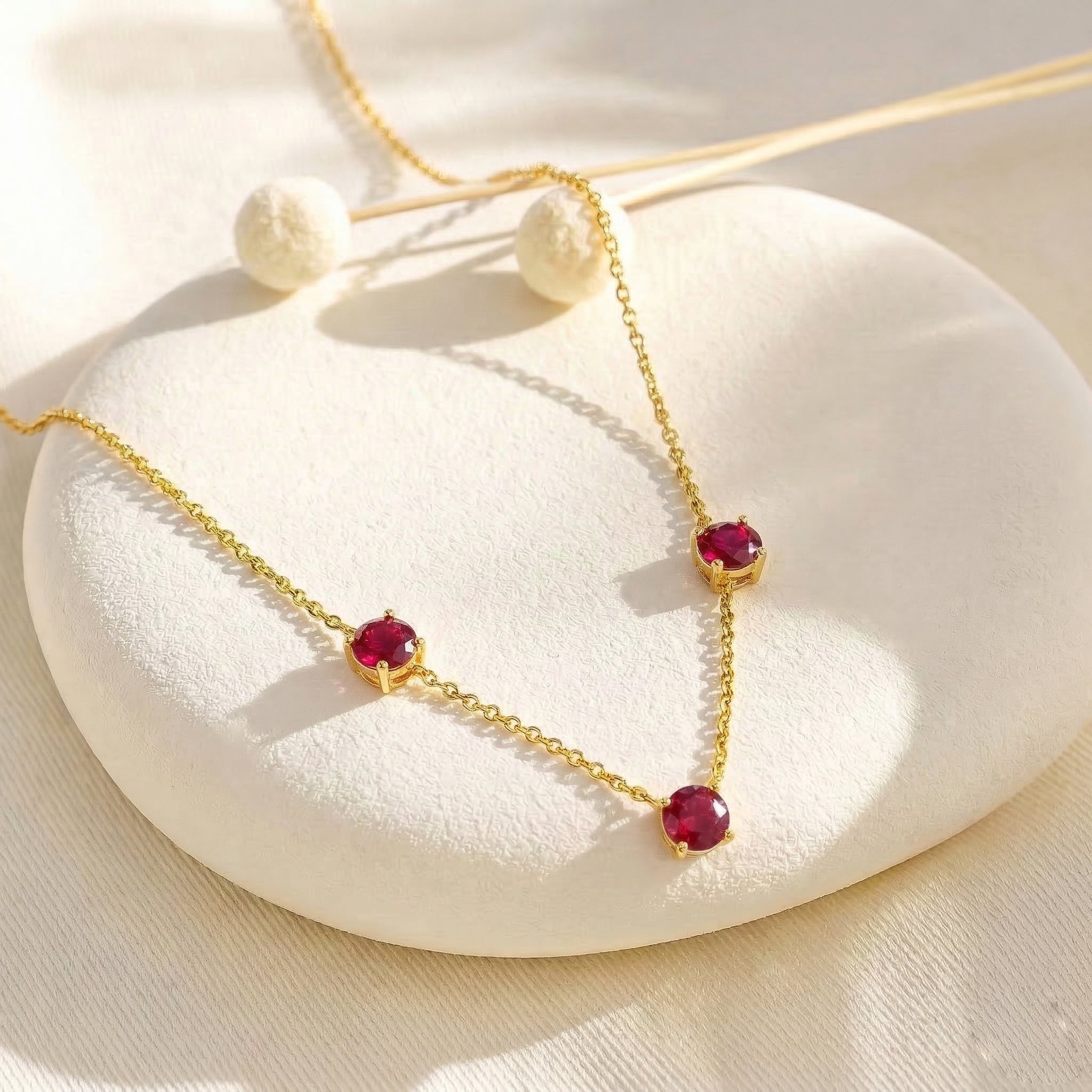 925 Sterling Silver Ruby necklace with adjustable 16 inch chain and extender.
