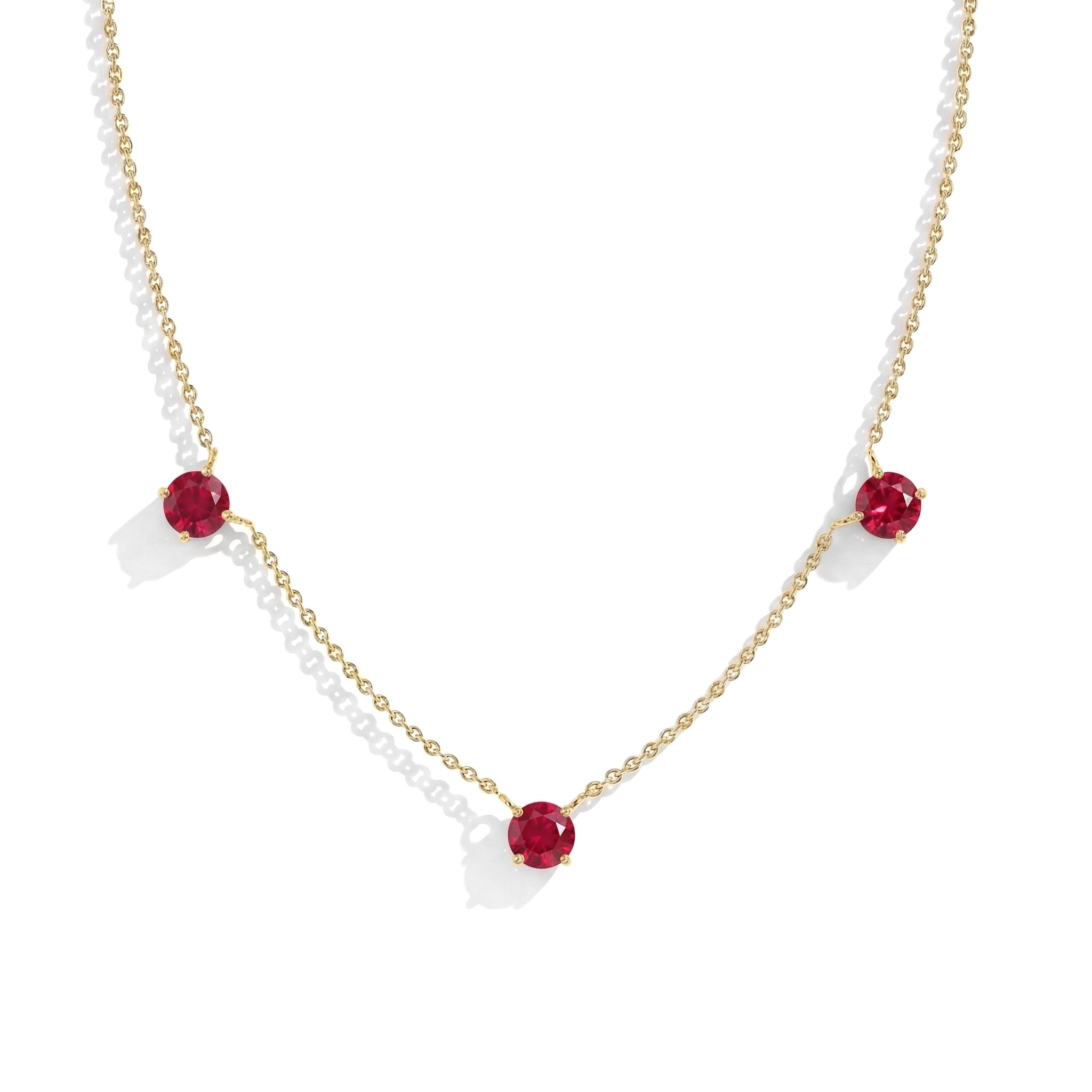 Lightweight sterling silver Ruby necklace for daily wear and layering.
