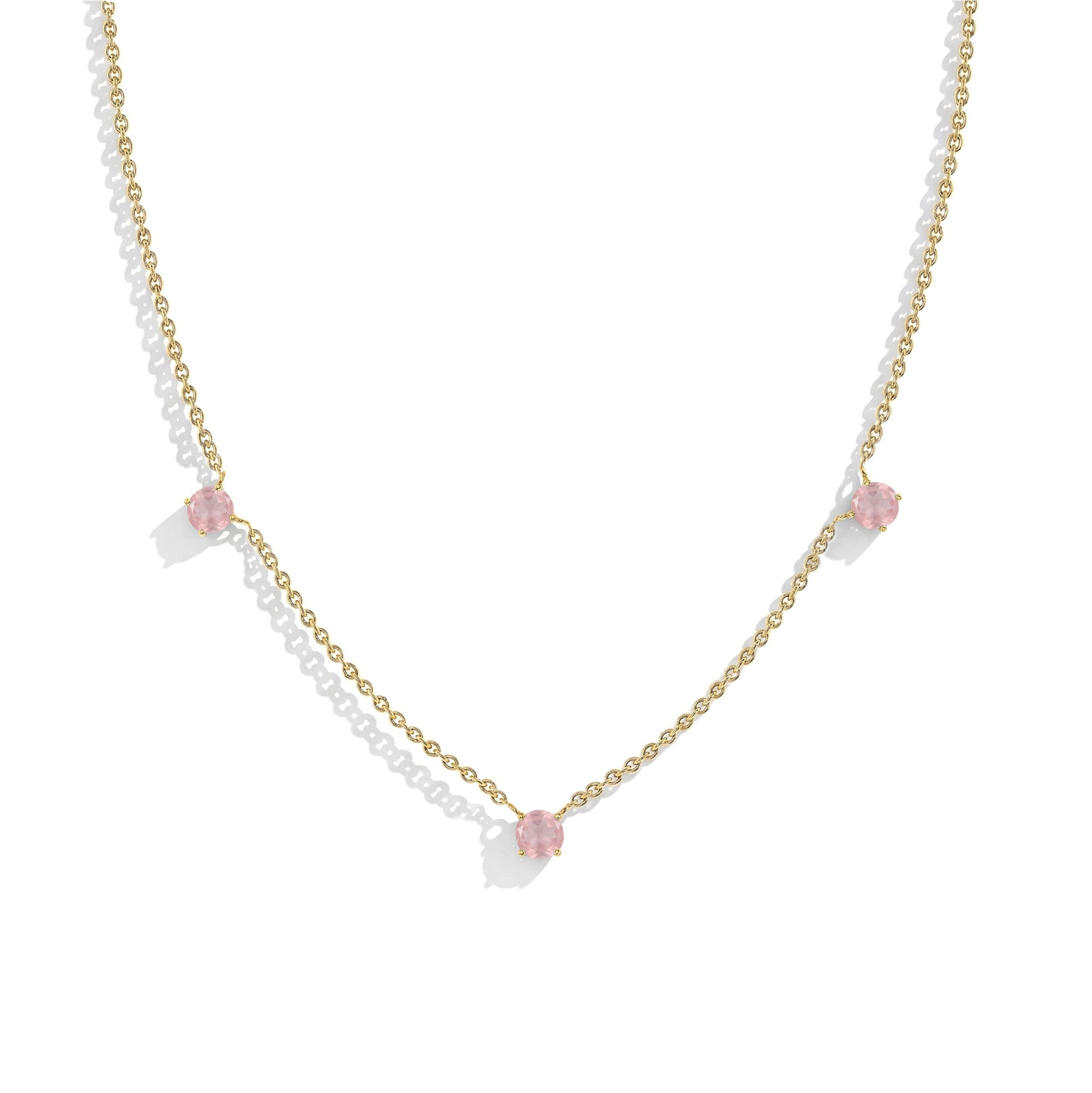 Delicate Rose Quartz chain necklace featuring premium gemstone craftsmanship.
