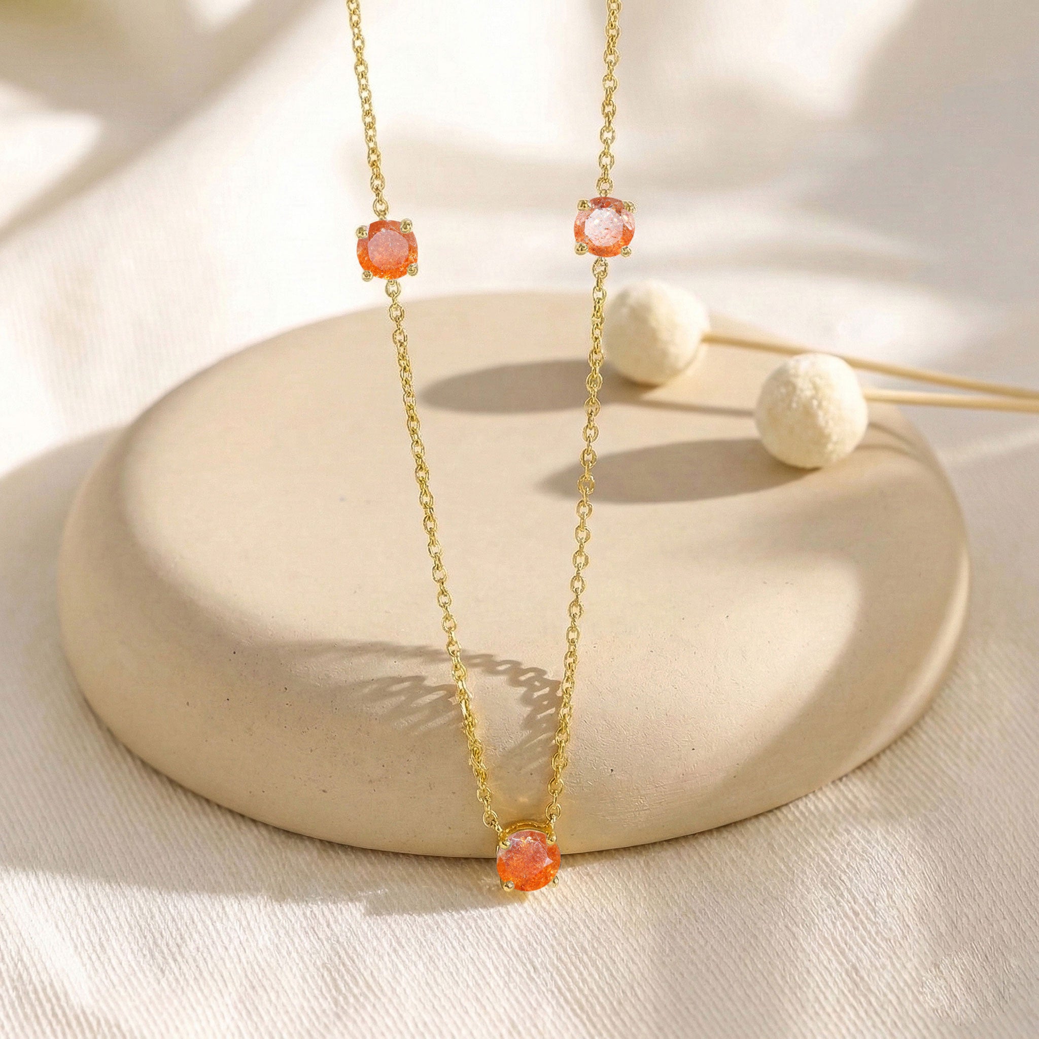925 Sterling Silver Sunstone necklace with adjustable 16 inch chain and extender.
