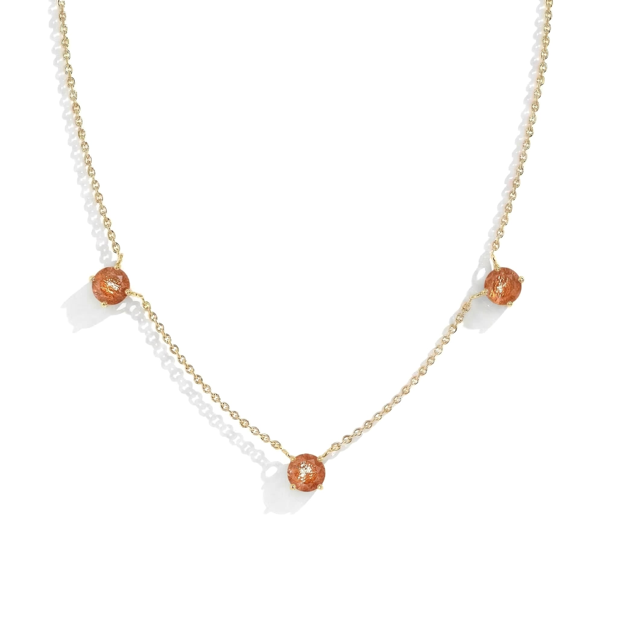 Lightweight sterling silver Sunstone necklace for daily wear and layering.

