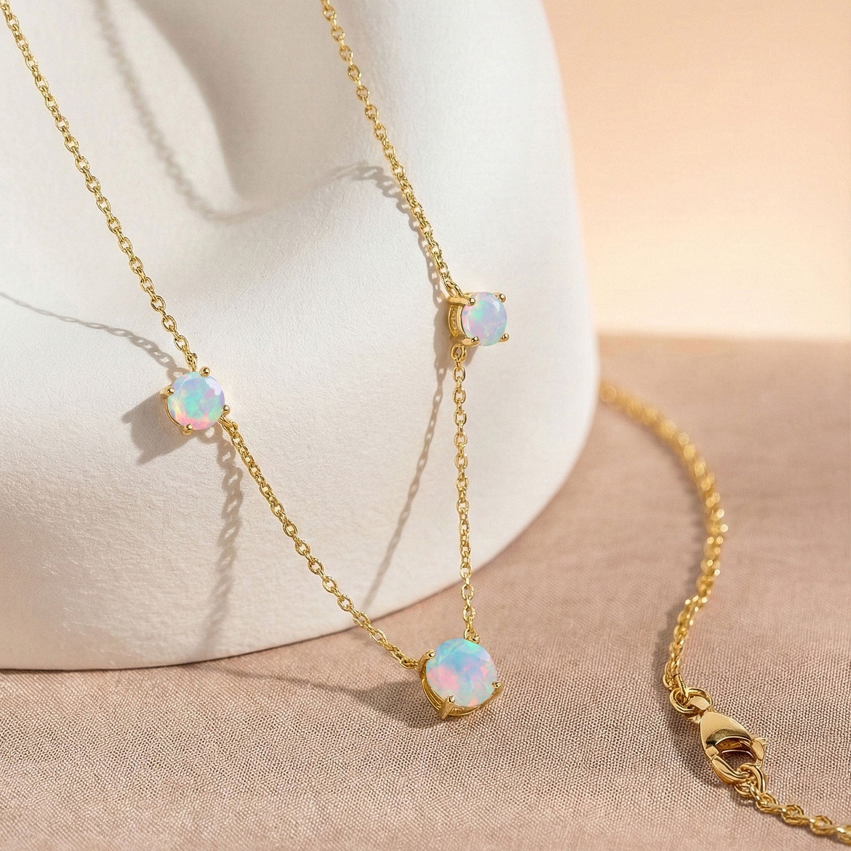 October birthstone White Opal necklace perfect for birthdays and special occasions.

