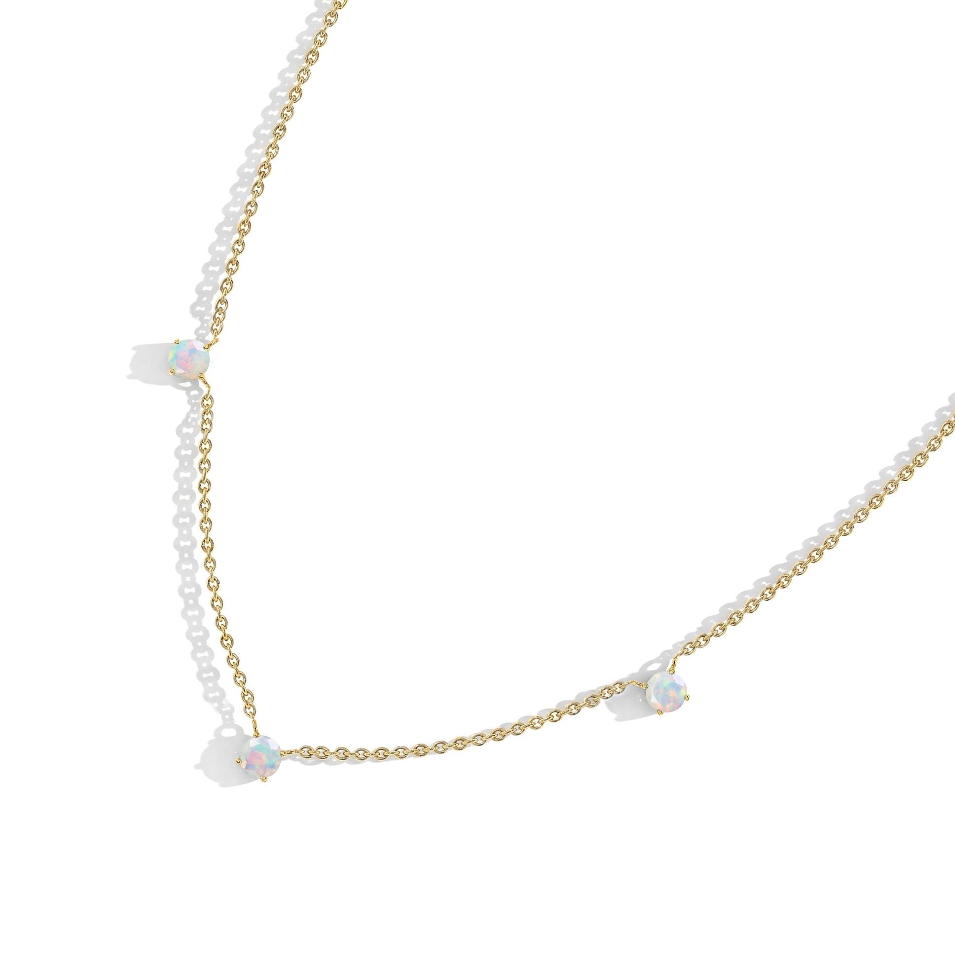 Handmade White Opal jewelry necklace with elegant gemstone spacing.
