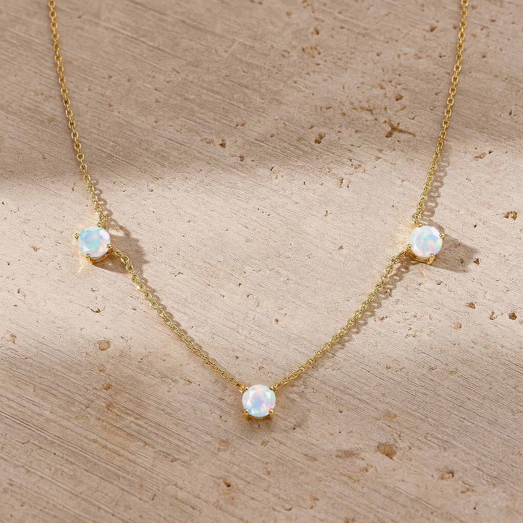 Delicate White Opal chain necklace featuring premium gemstone craftsmanship.
