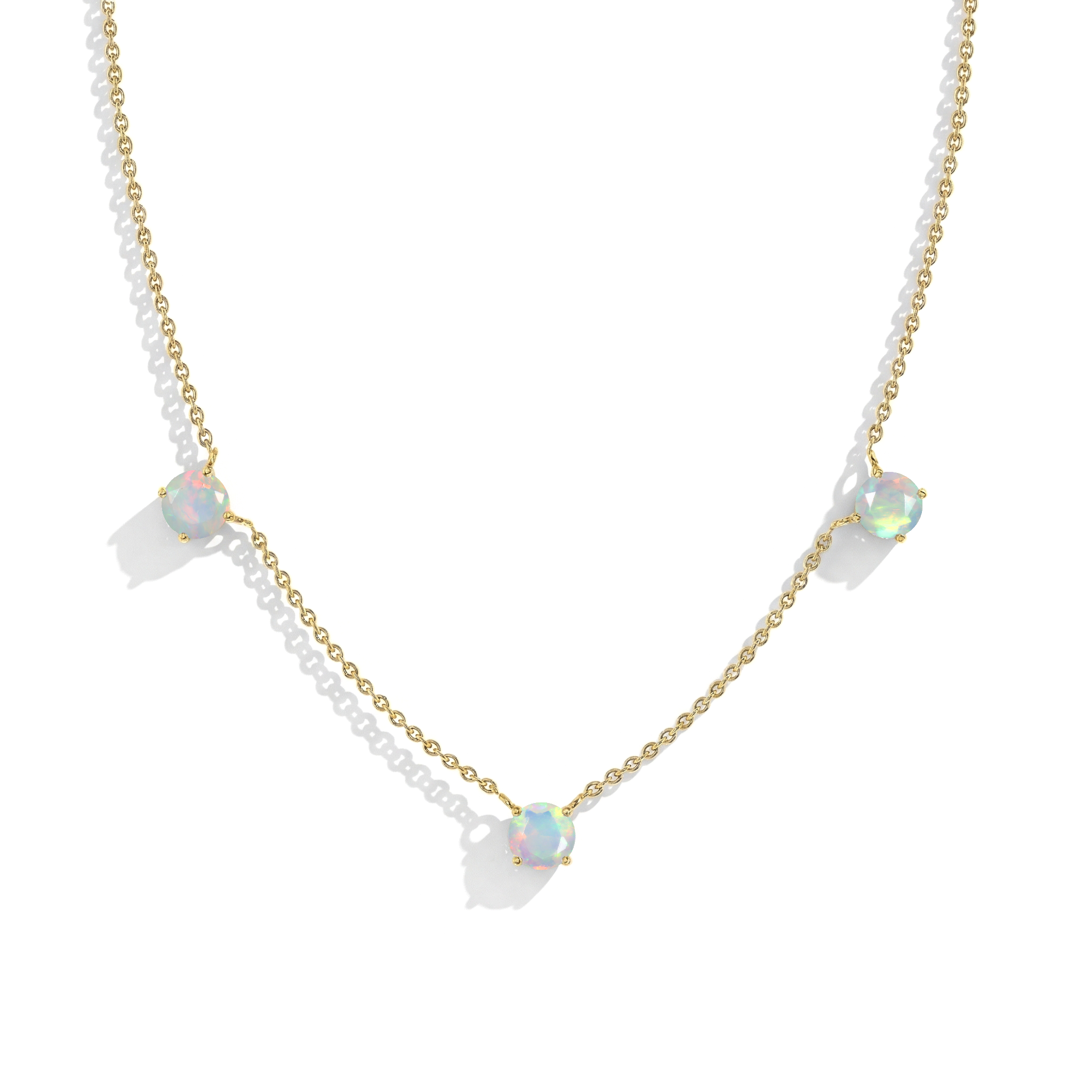 Minimalist White Opal necklace in sterling silver and yellow gold filled.
