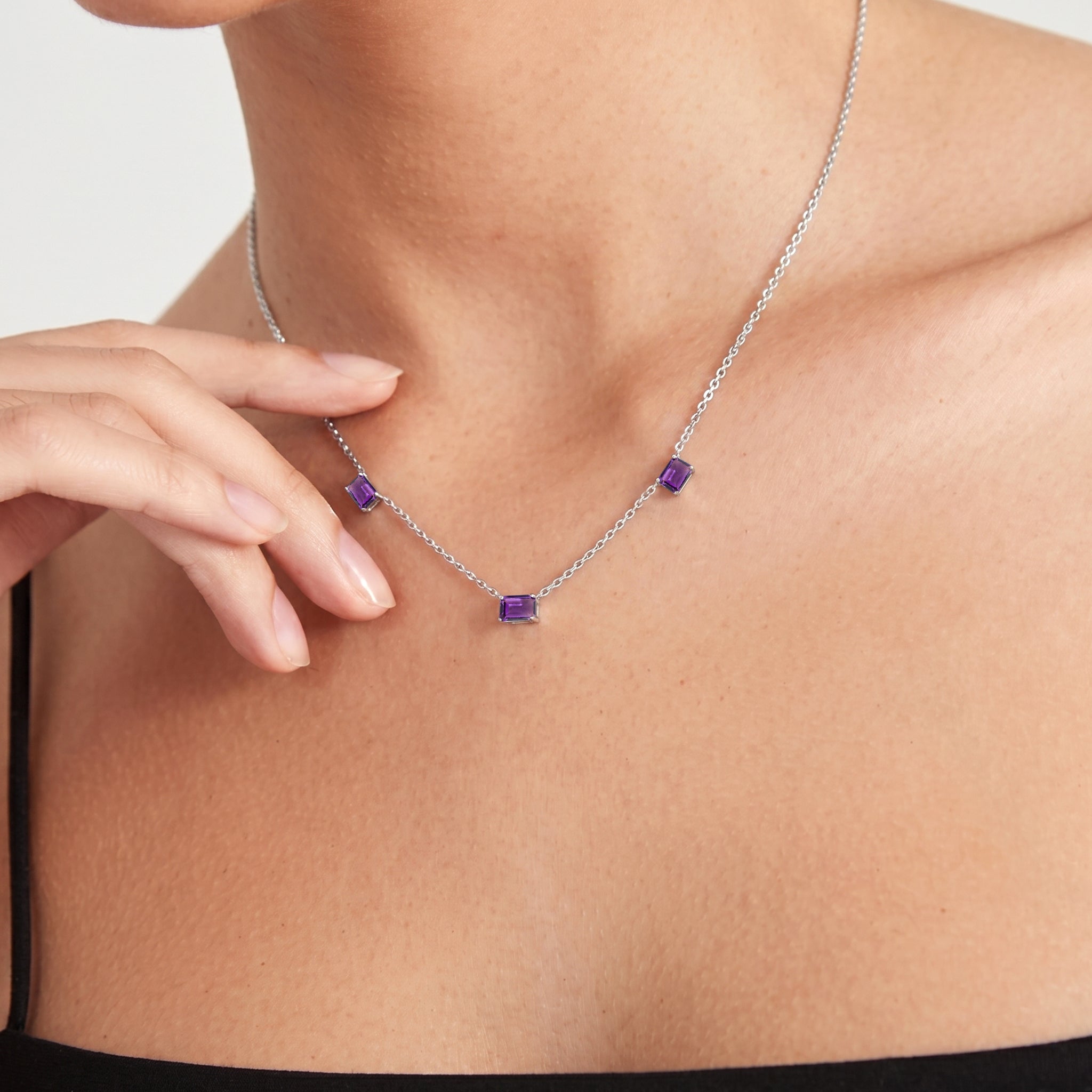 AAA Grade Amethyst necklace available in Yellow Gold Filled.
