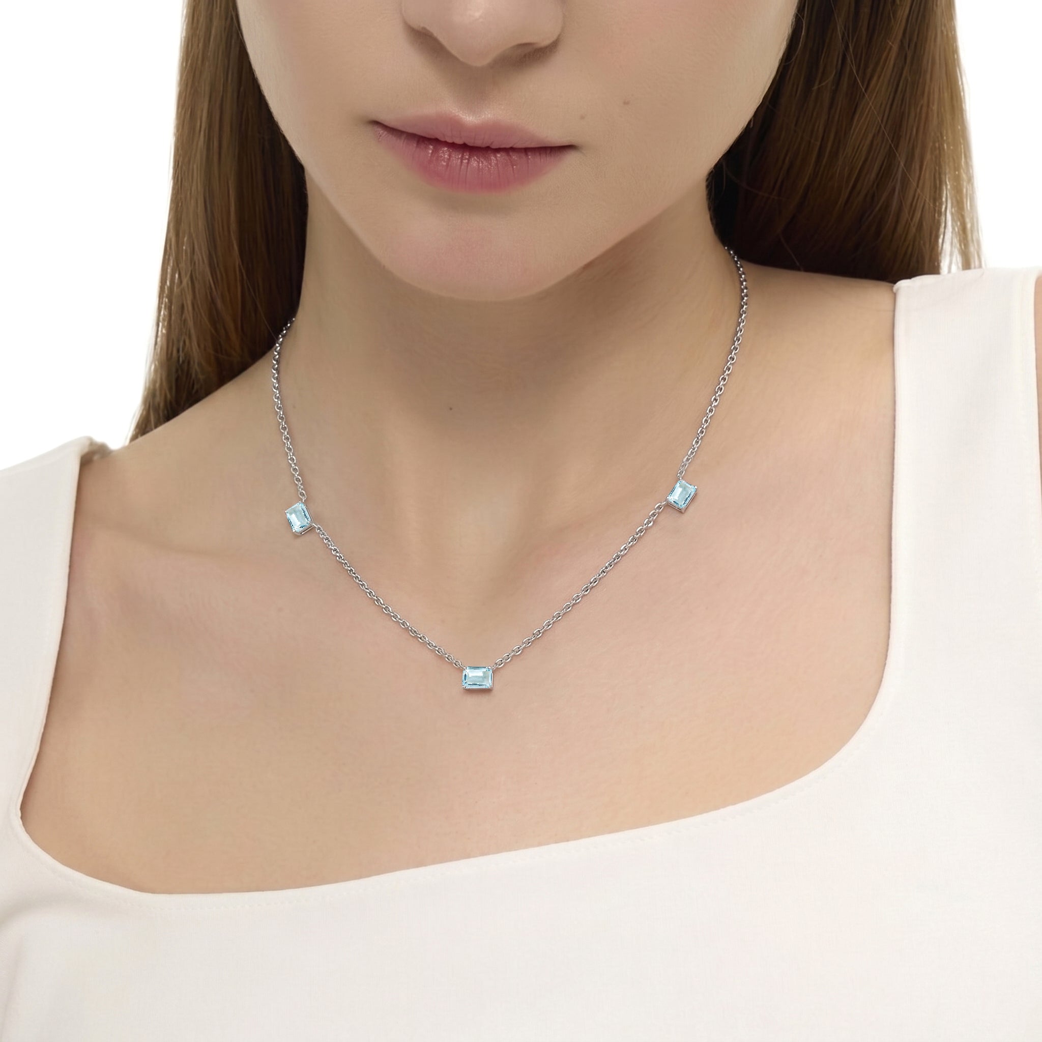 AAA Aquamarine necklace available in Yellow Gold Filled.
