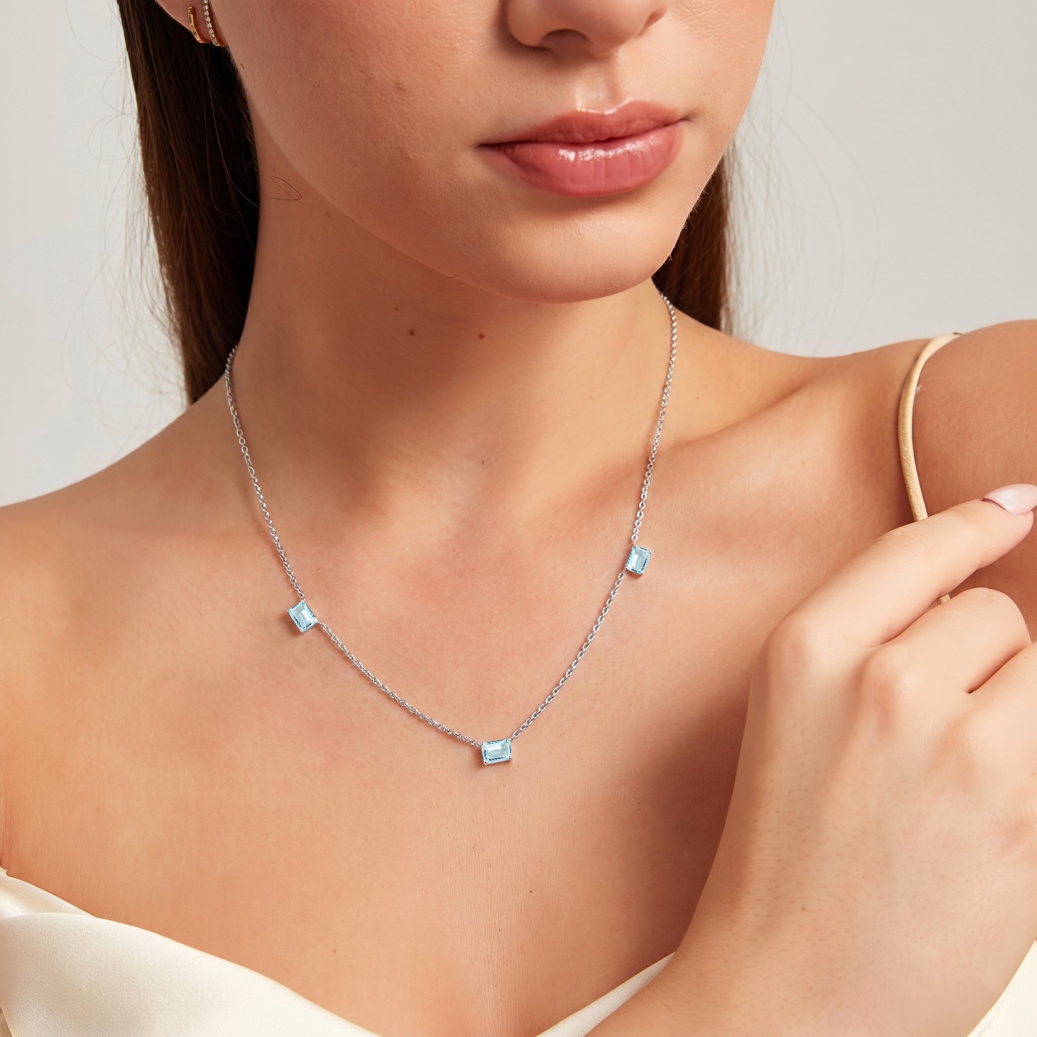 Handmade AAA Aquamarine necklace gift for women.
