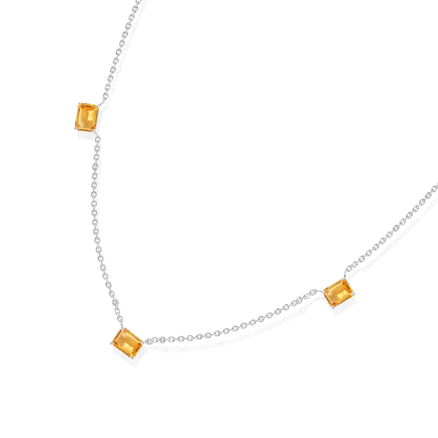 Elegant Natural Citrine station necklace for everyday styling.
