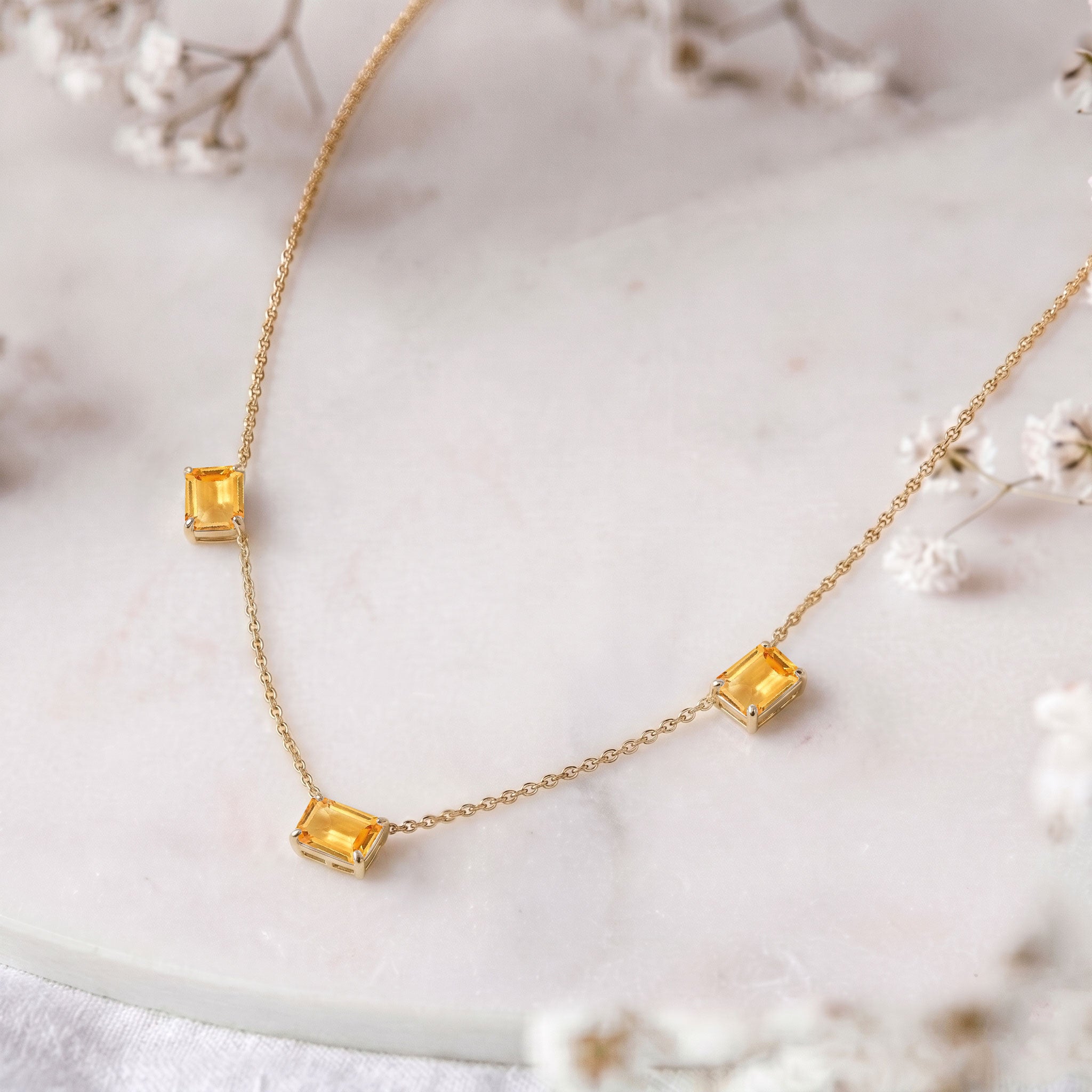 Minimalist AAA Natural Citrine gemstone necklace for layering and everyday wear.
