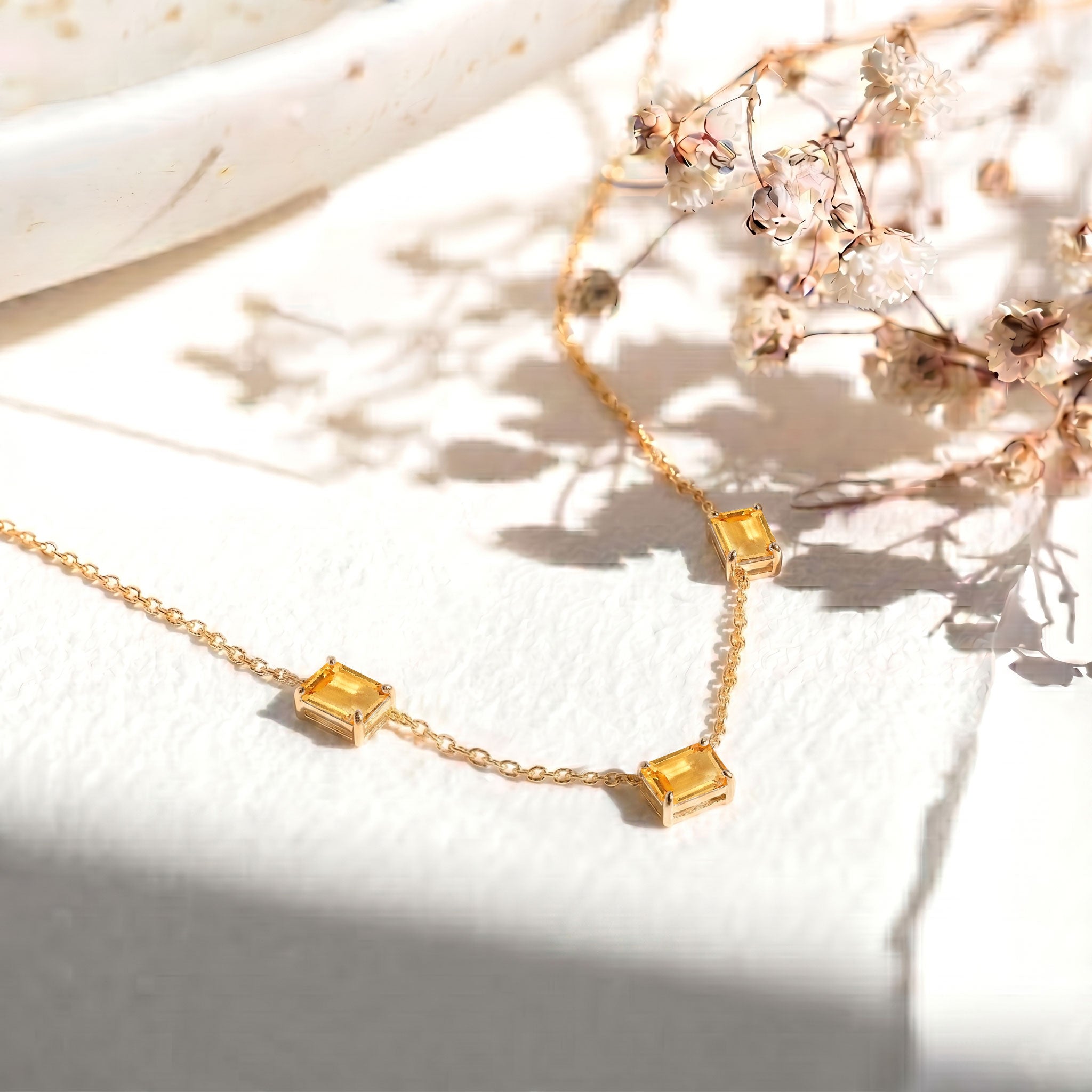 November birthstone Natural Citrine necklace handcrafted in Sterling Silver.
