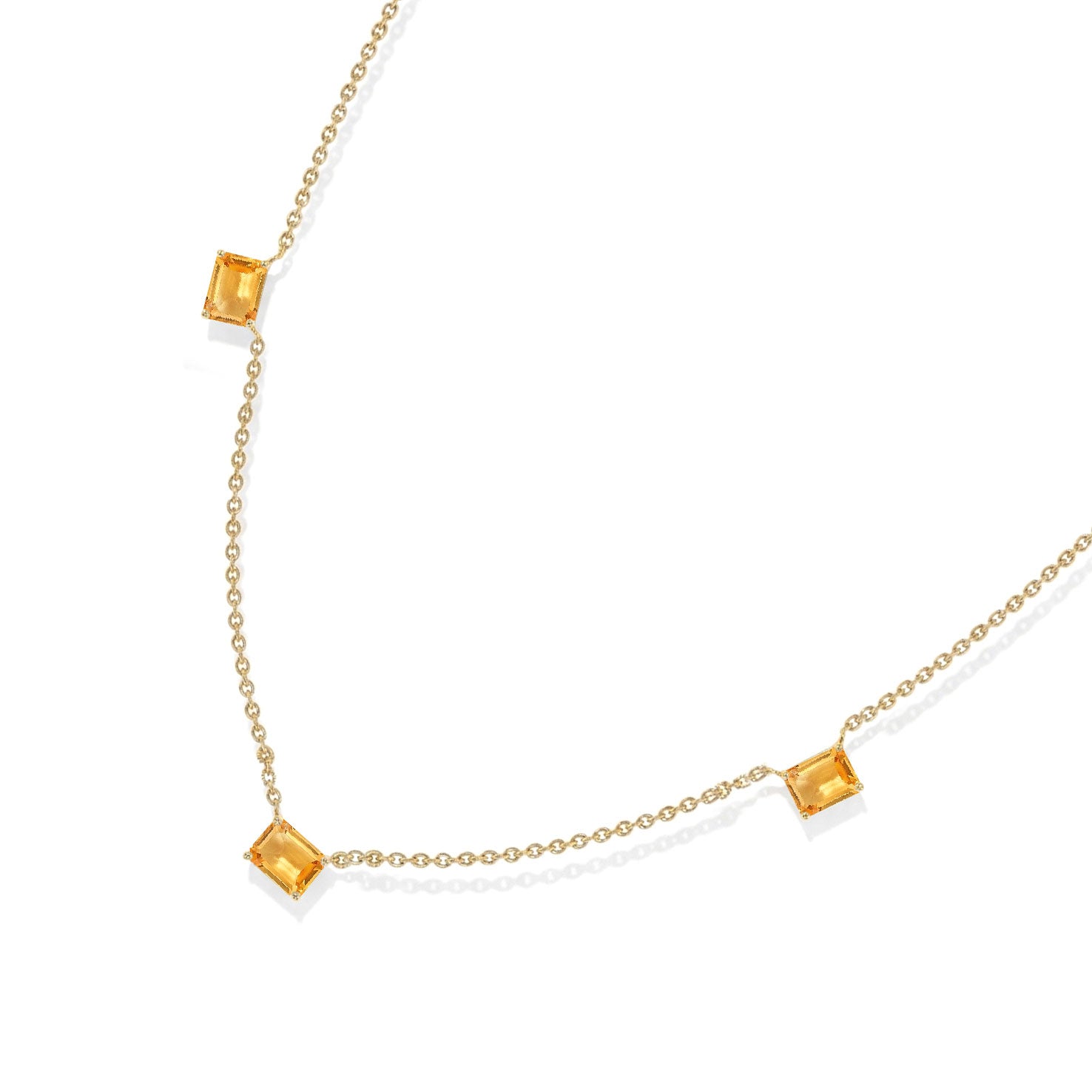 AAA Natural Citrine necklace available in Yellow Gold Filled.
