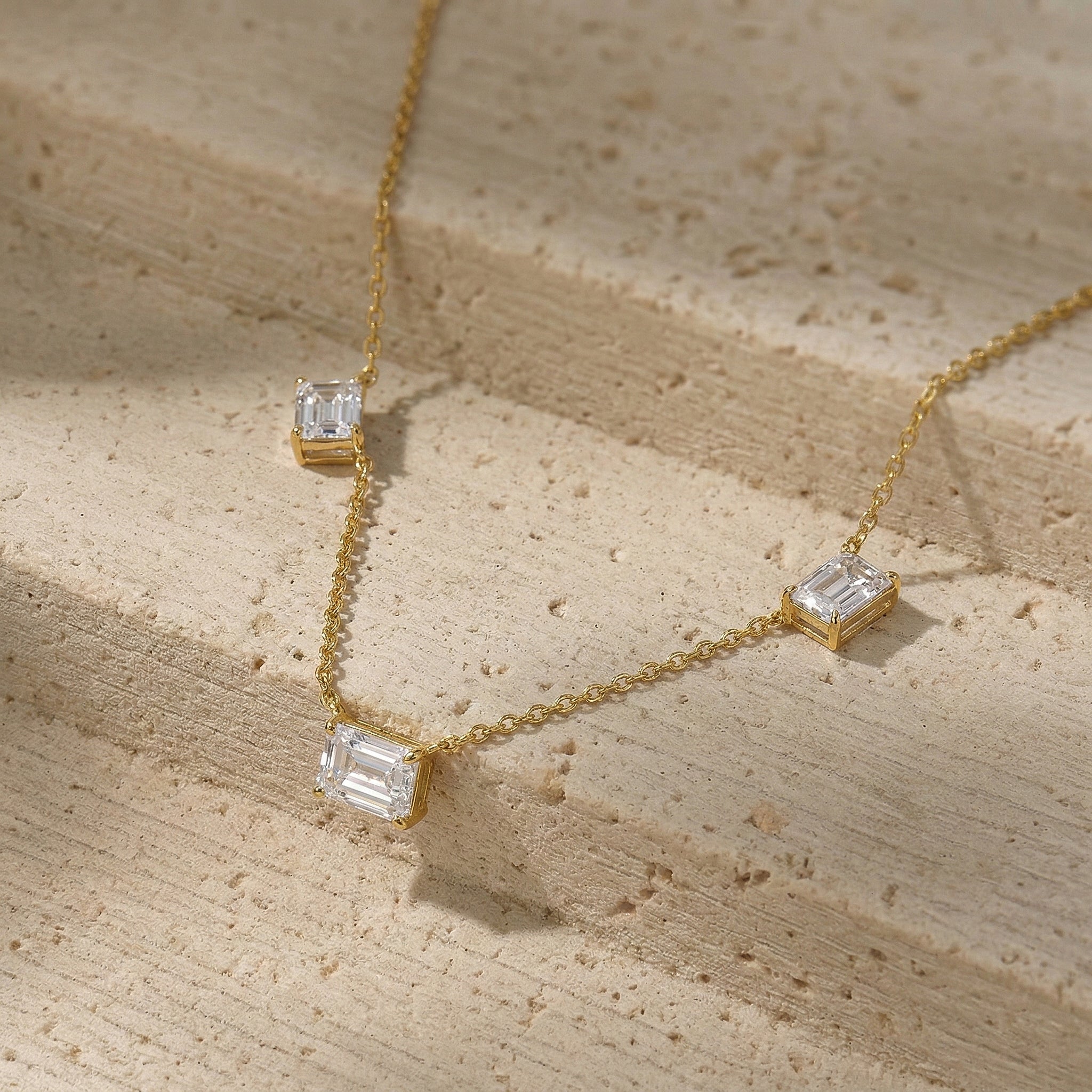 Handmade AAA Moissanite minimalist station necklace for women.
