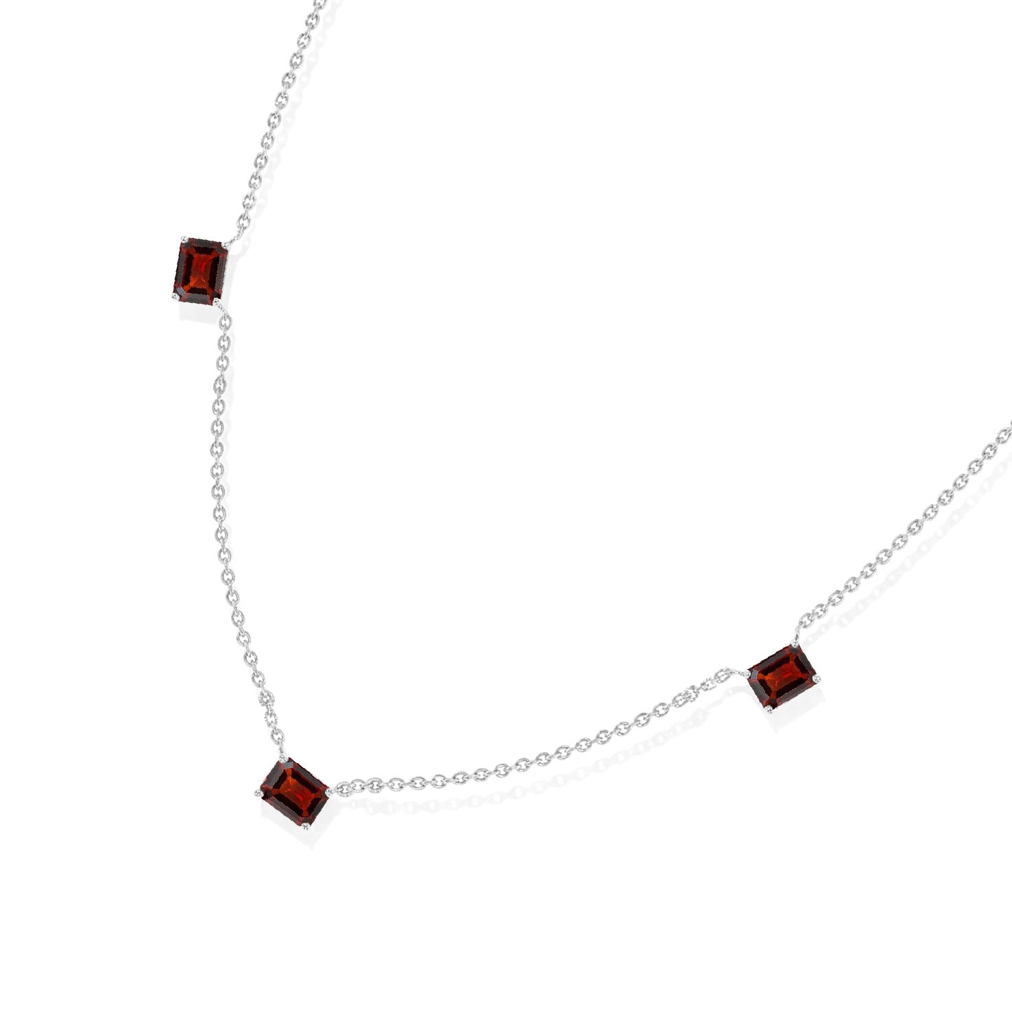 Elegant Garnet station necklace perfect for everyday styling.
