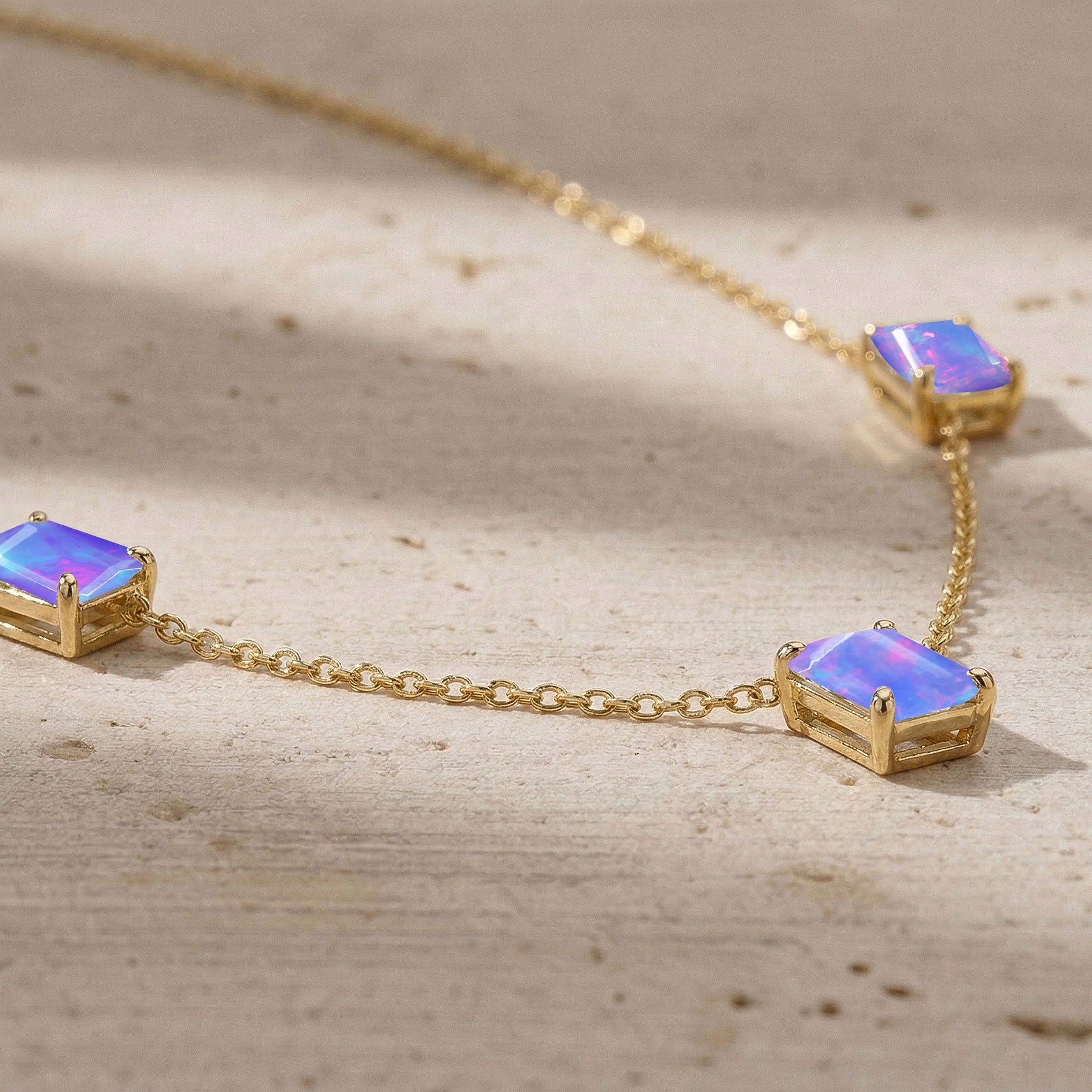 October birthstone Natural Lavender Opal necklace for women.
