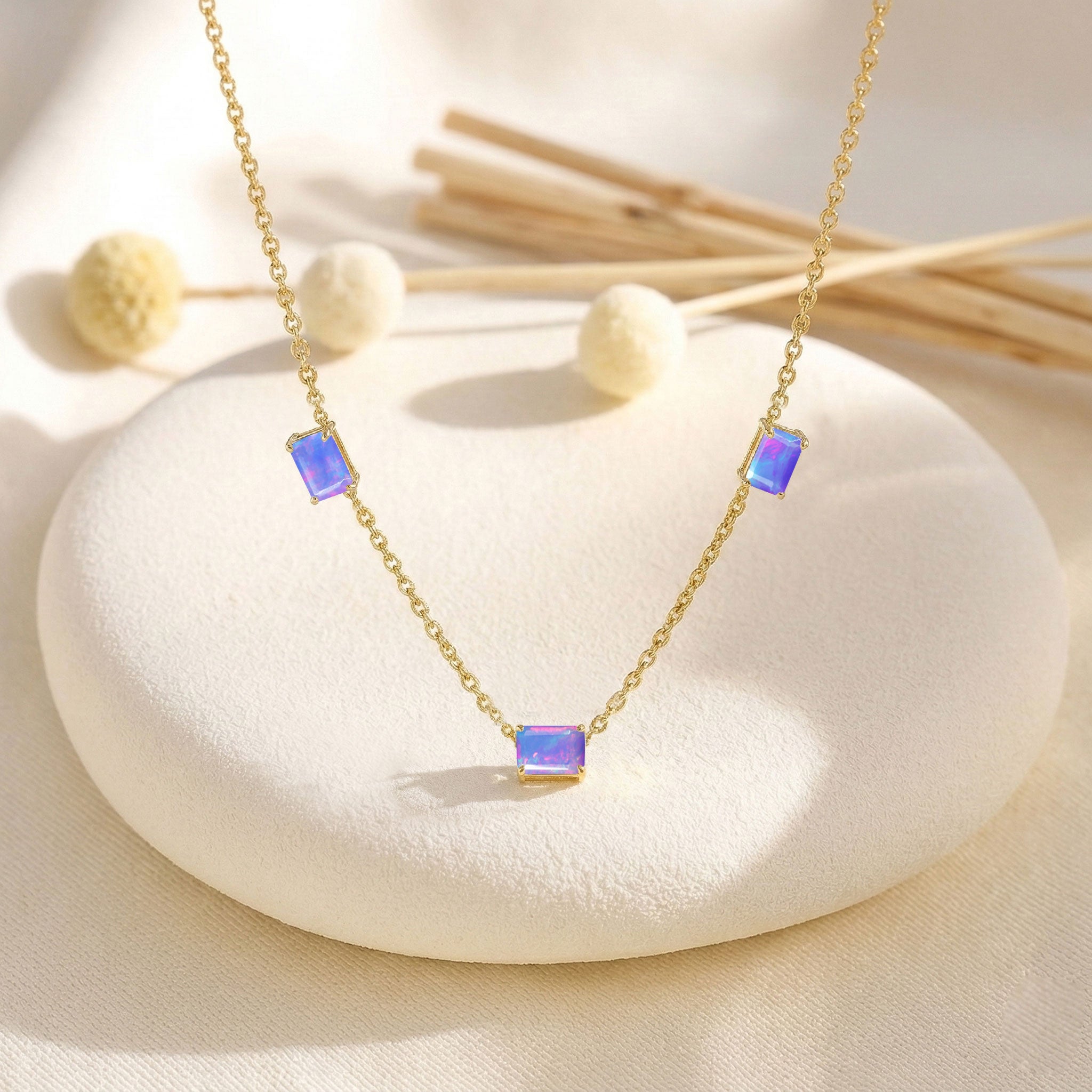 Rose Gold Filled AAA Natural Lavender Opal gemstone necklace.
