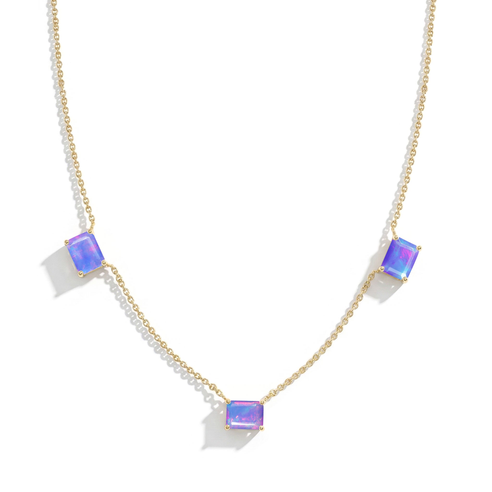 Sterling Silver Natural Lavender Opal gemstone necklace gift for her.
